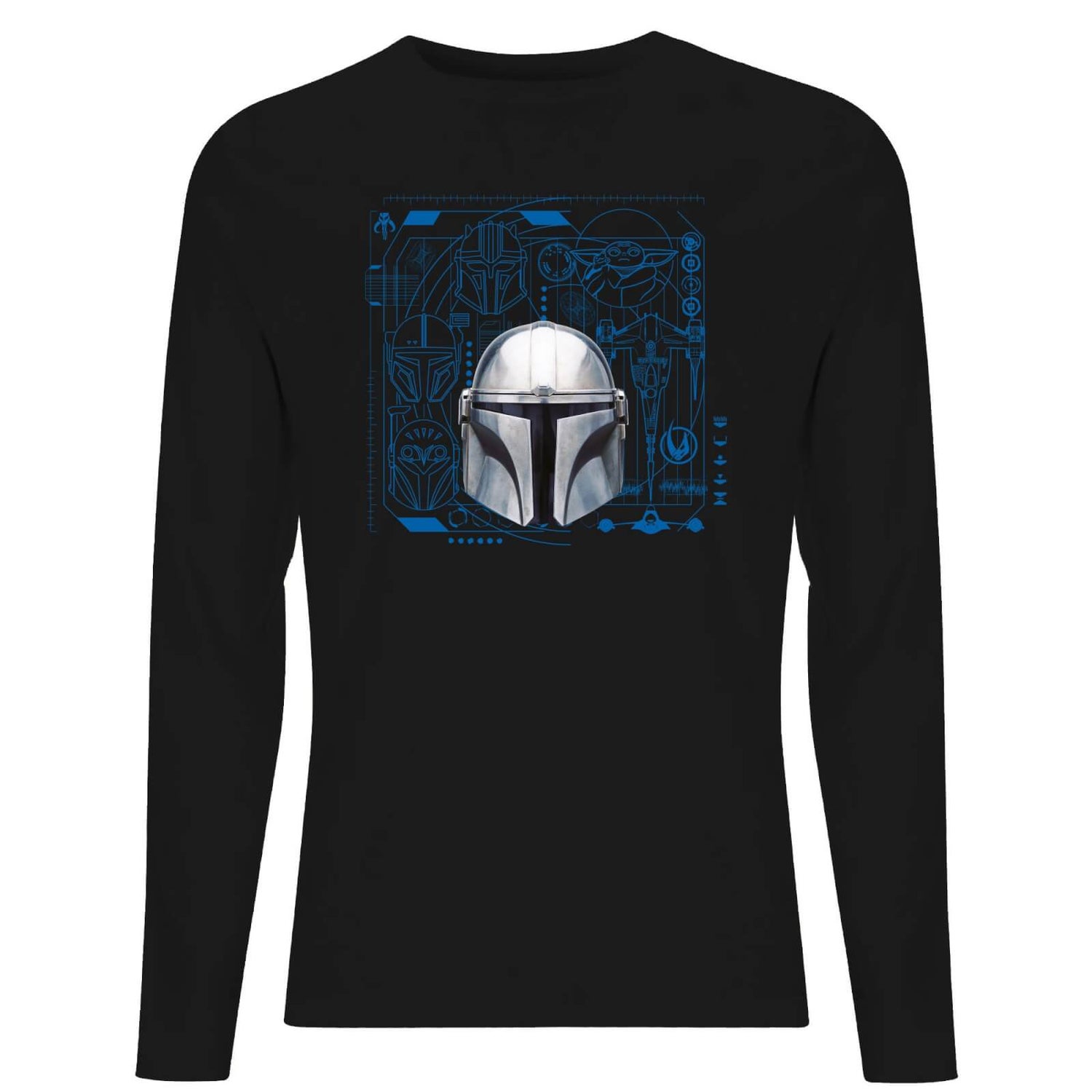 Star Wars The Mandalorian Schematics Men's Long Sleeve T-Shirt - Black
