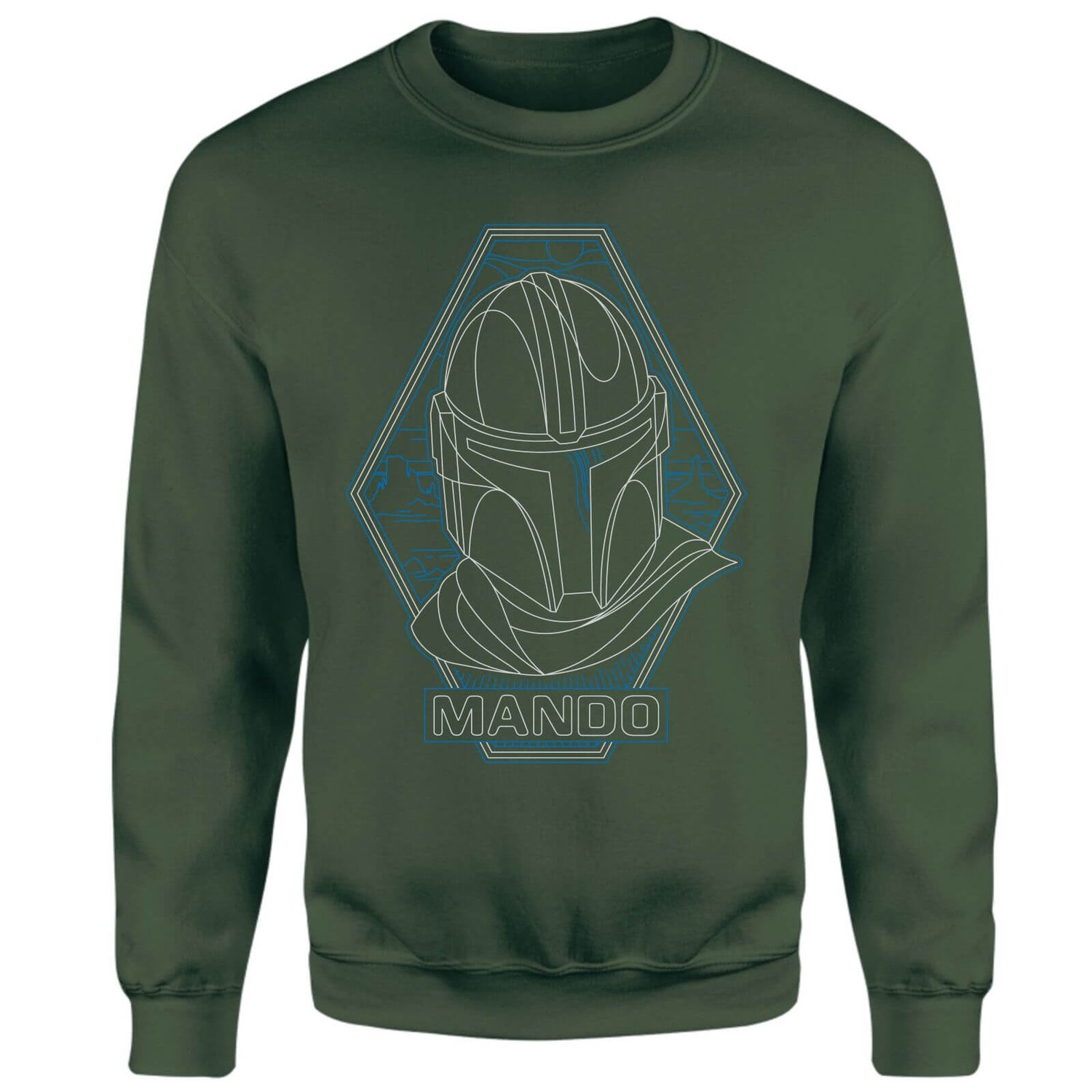 Star Wars The Mandalorian Mando Line Art Badge Sweatshirt - Green