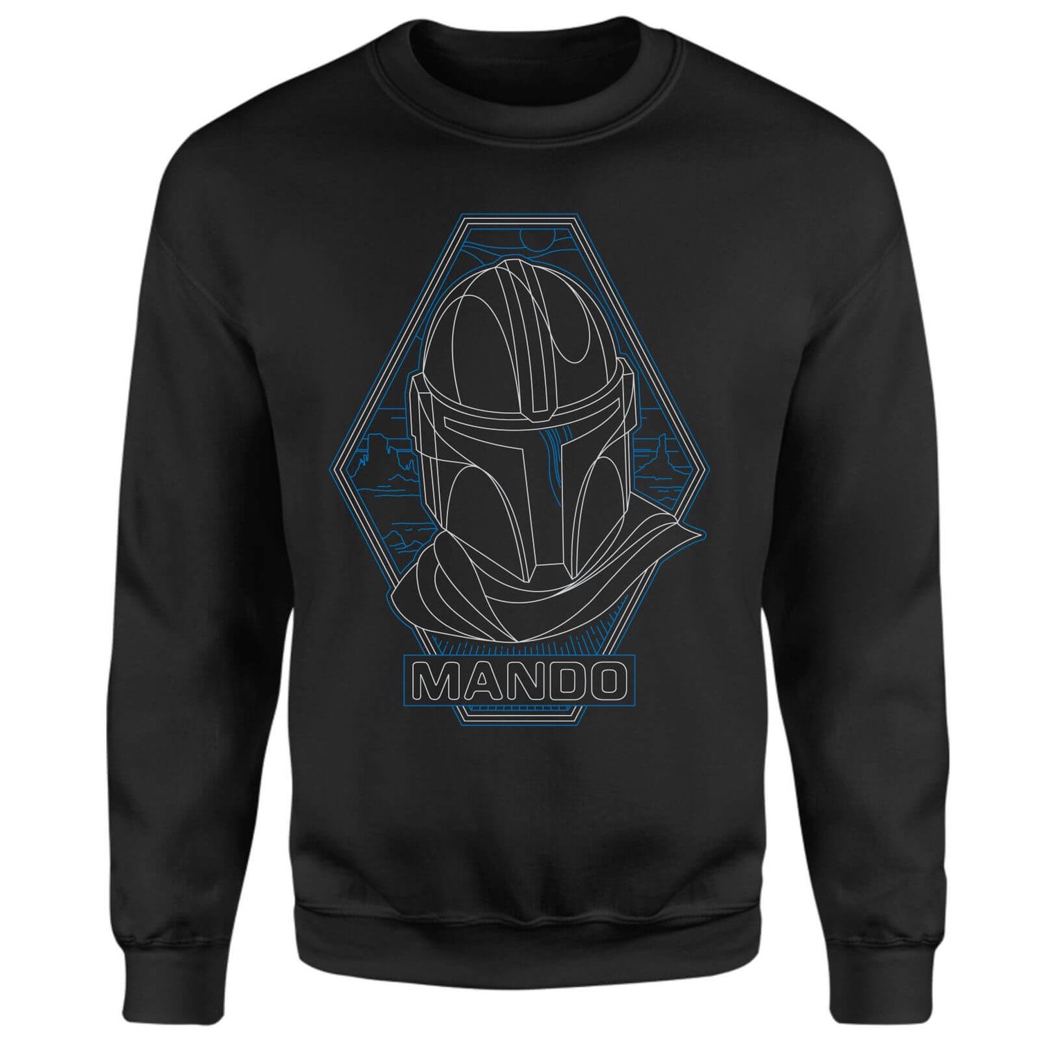 Star Wars The Mandalorian Mando Line Art Badge Sweatshirt - Black