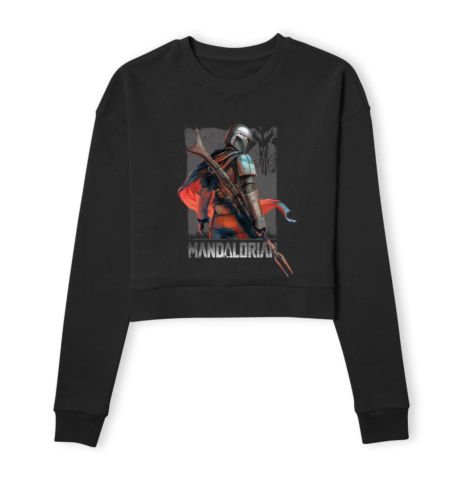 Star Wars The Mandalorian Colour Edit Women's Cropped Sweatshirt - Black