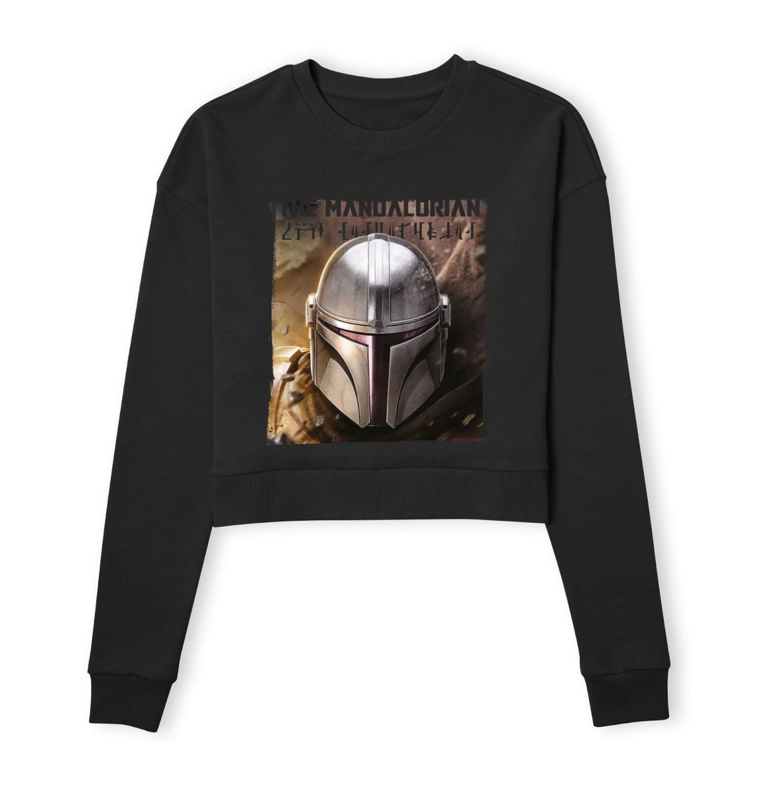 Star Wars The Mandalorian Focus Women's Cropped Sweatshirt - Black