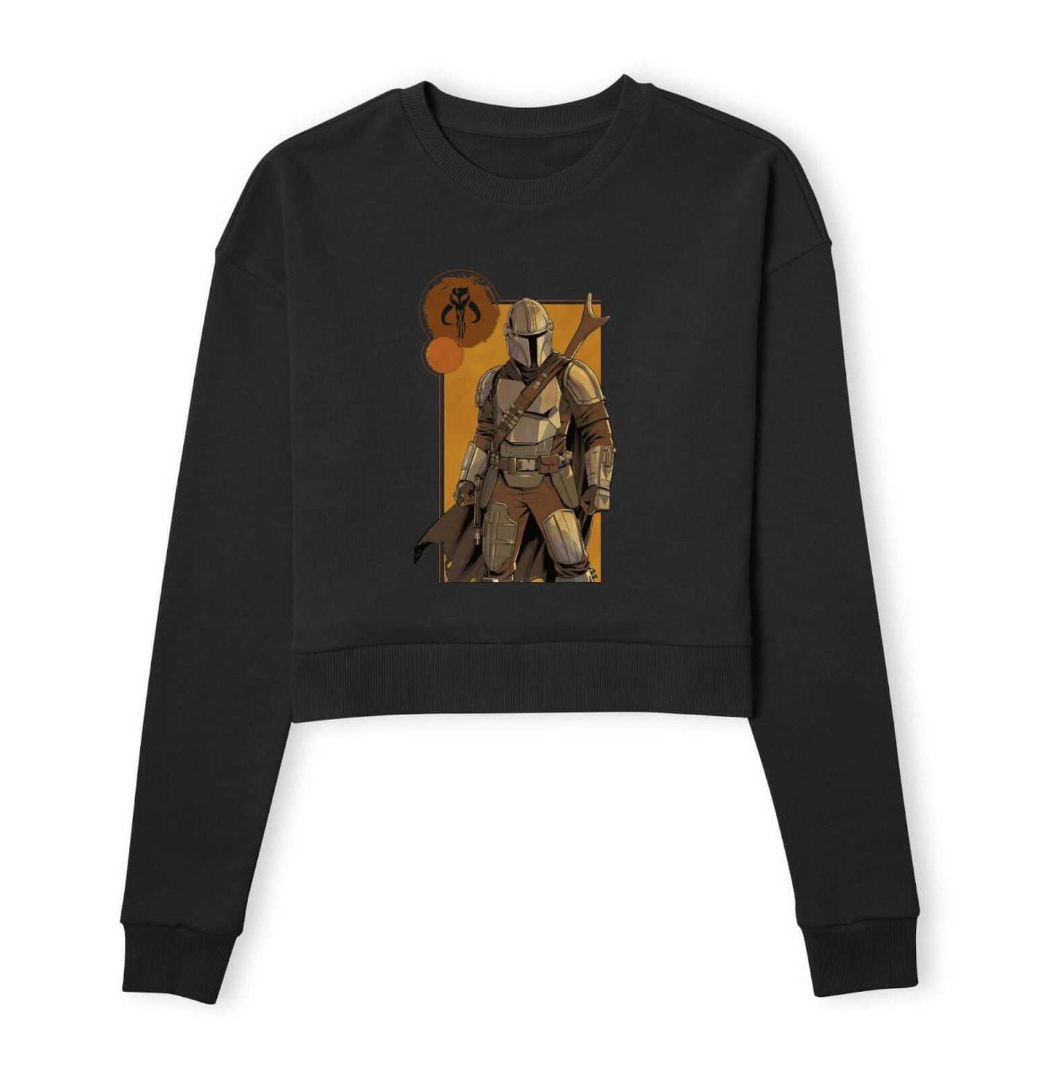Star Wars The Mandalorian Composition Women's Cropped Sweatshirt - Black