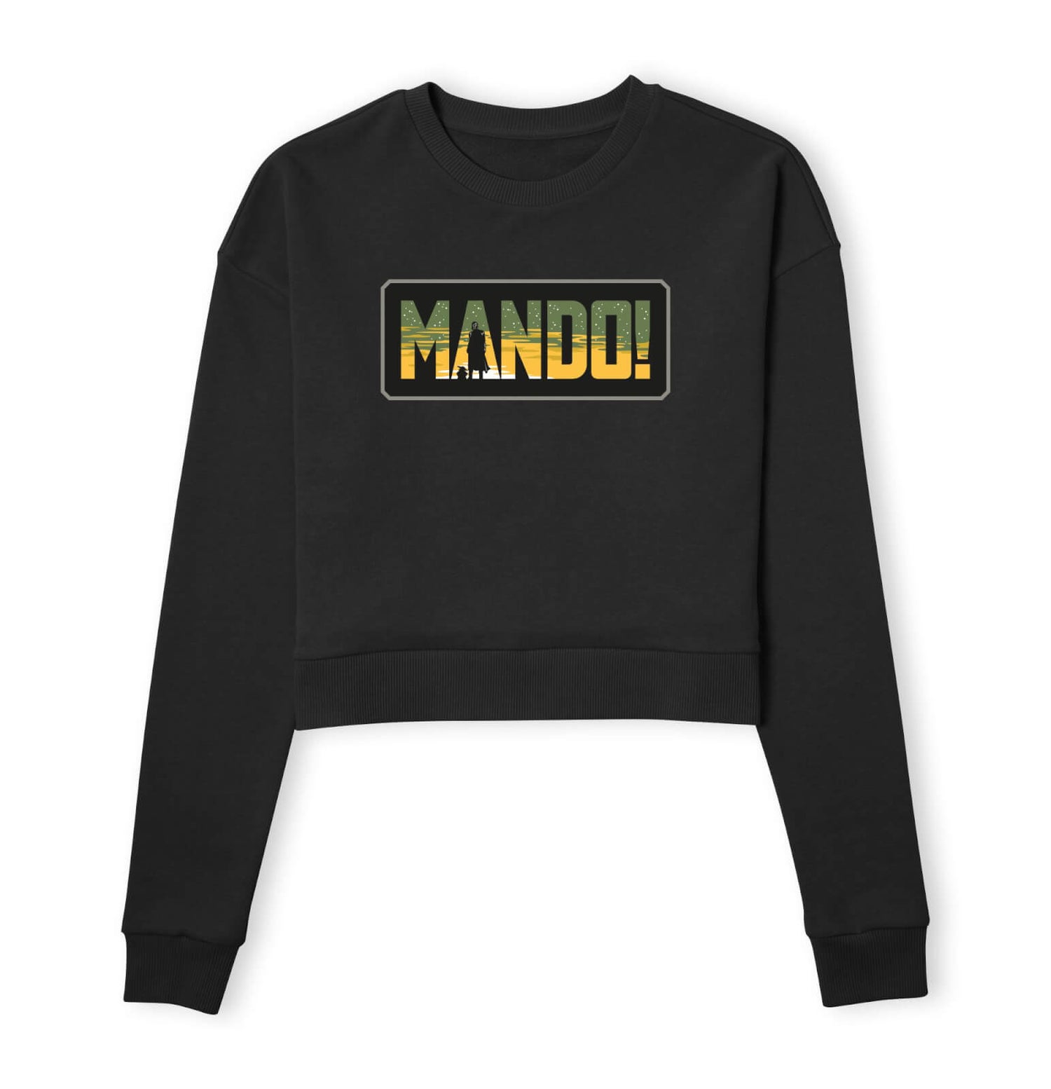 Star Wars The Mandalorian Mando! Women's Cropped Sweatshirt - Black