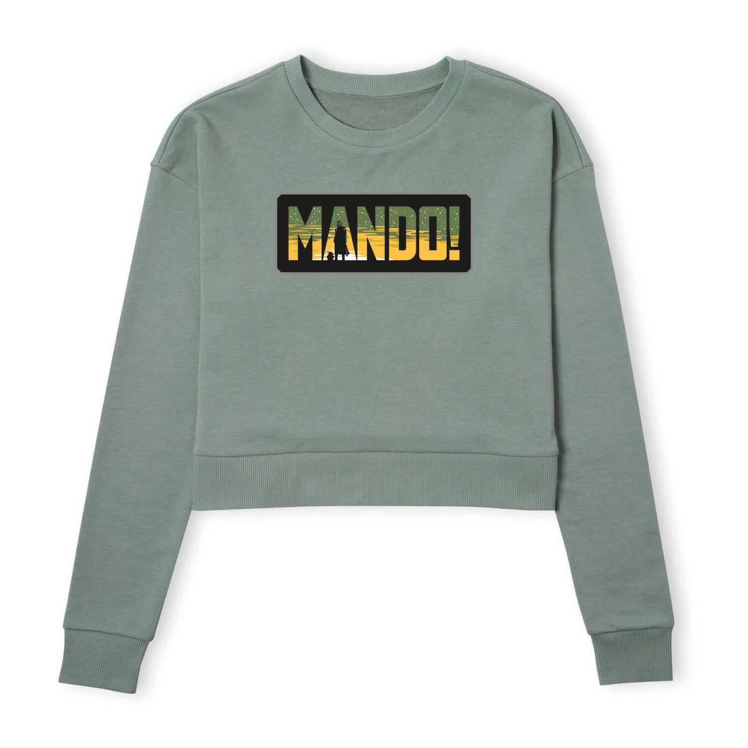 Star Wars The Mandalorian Mando! Women's Cropped Sweatshirt - Khaki