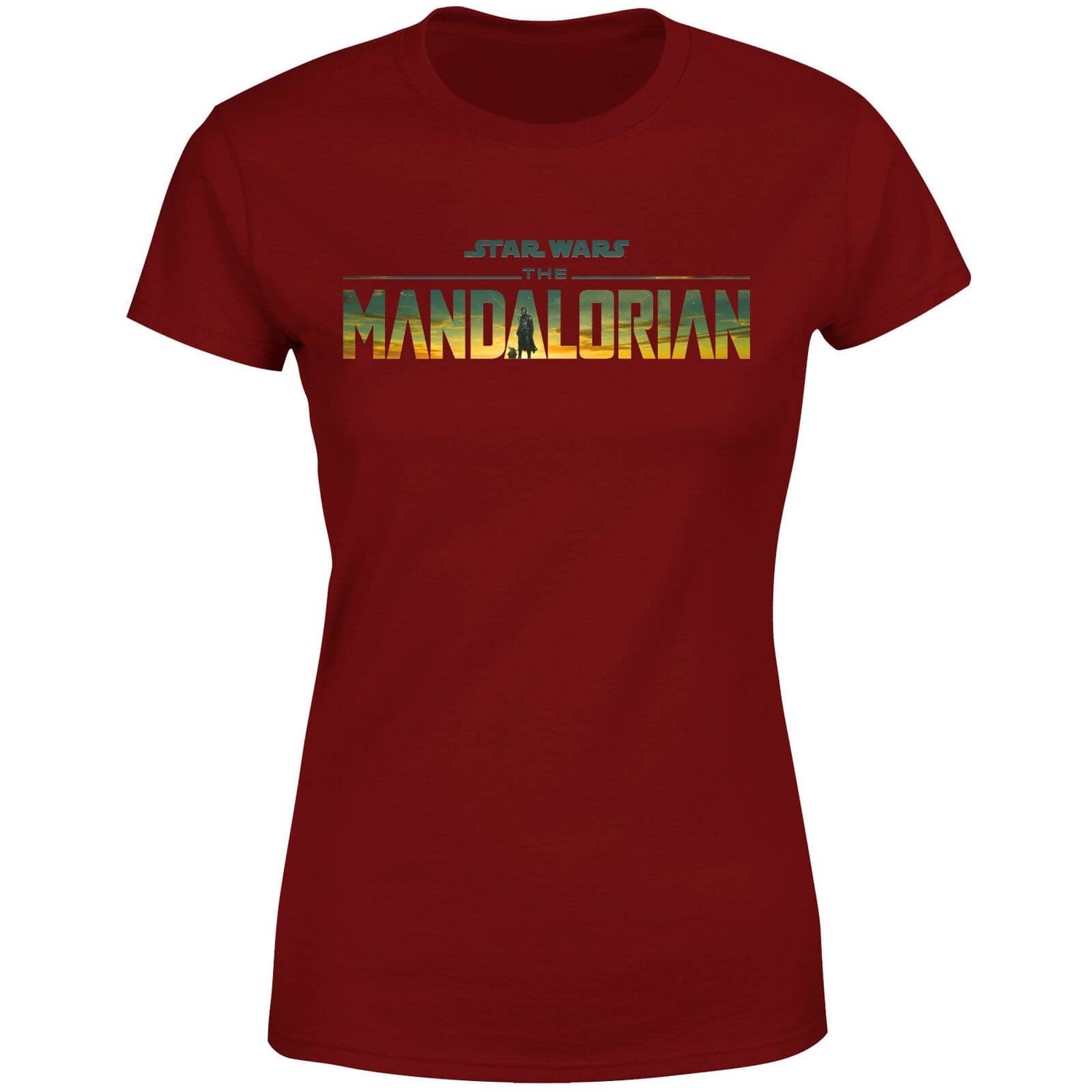 Star Wars The Mandalorian Sunset Logo Women's T-Shirt - Burgundy