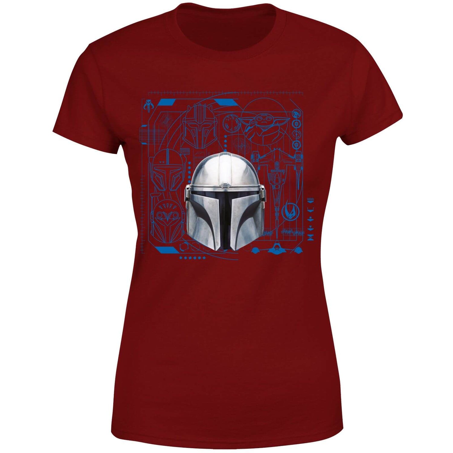 Star Wars The Mandalorian Schematics Women's T-Shirt - Burgundy