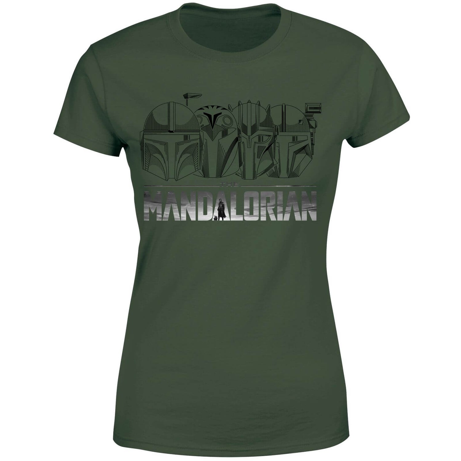 Star Wars The Mandalorian Helmets Line Art - Light Base Women's T-Shirt - Green