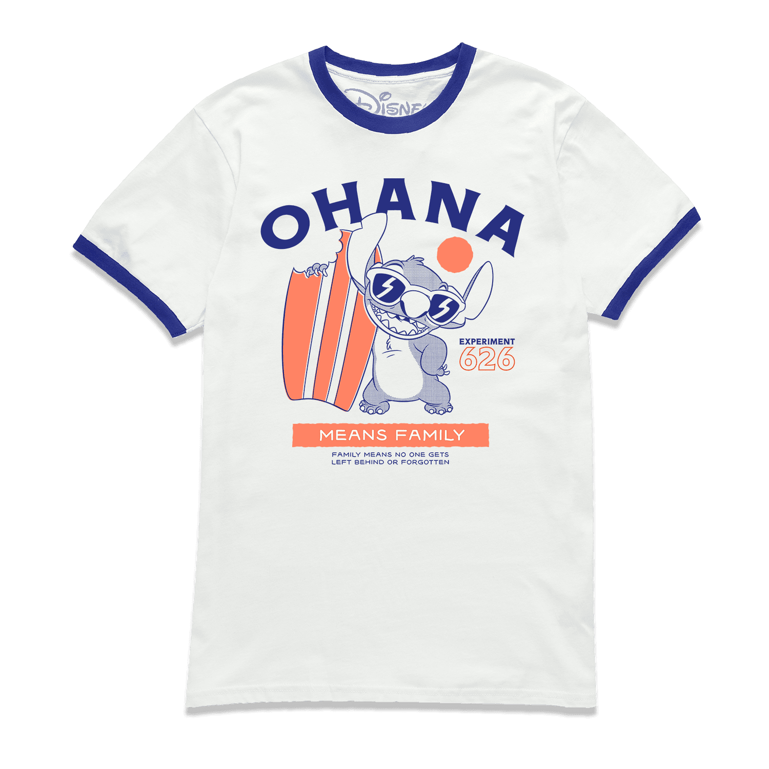 Lilo & Stitch Ohana Ringer T-Shirt - White Navy