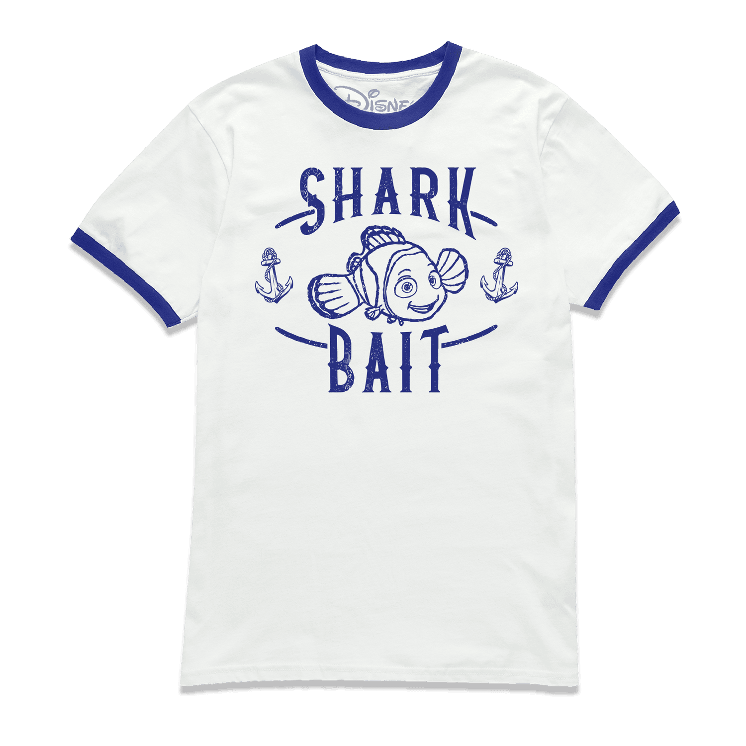 Finding Nemo Shark Bait Cropped Ringer T-Shirt - White Black