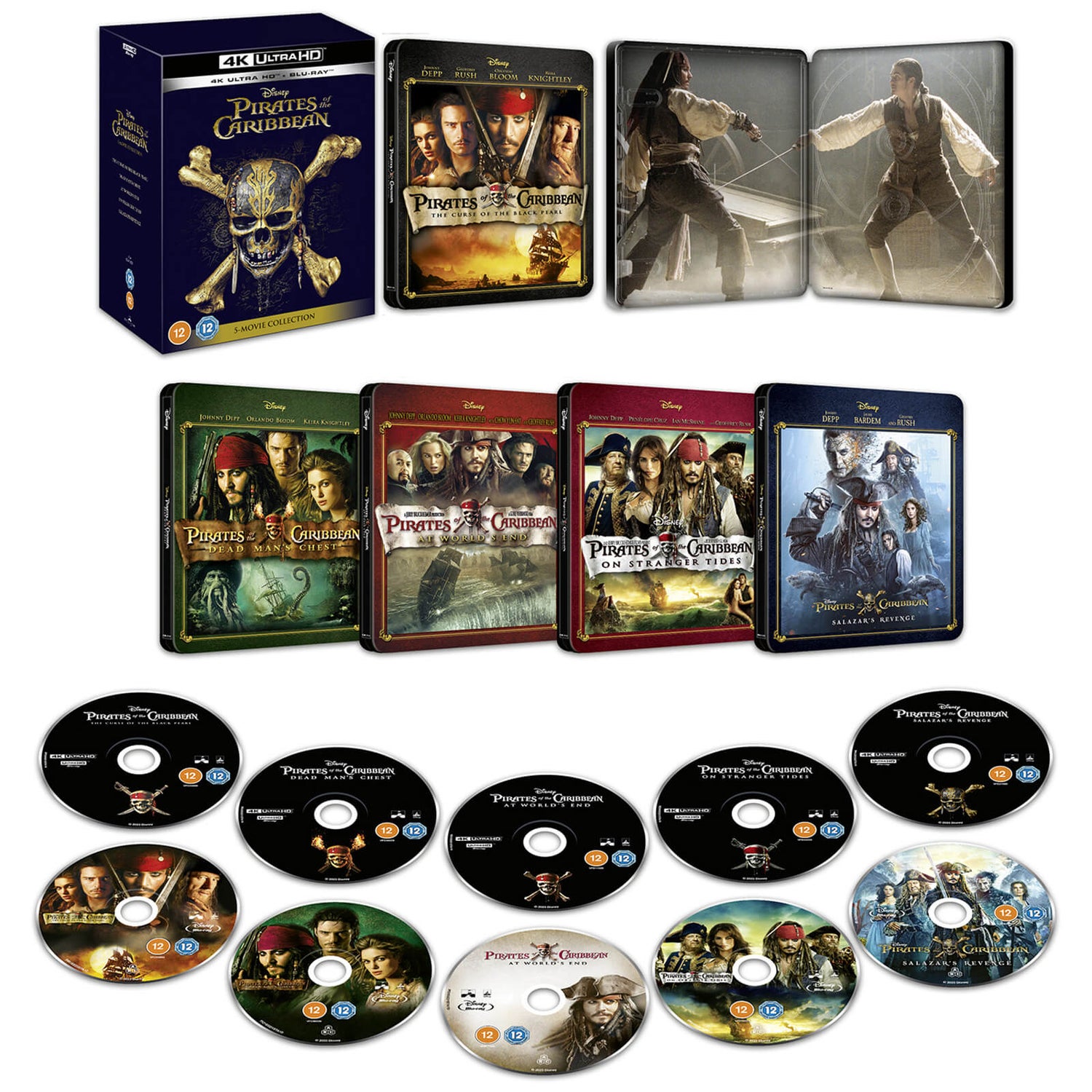 Disney’s Pirates of The Caribbean 1-5 4K Ultra HD Limited Edition Steelbook Collection