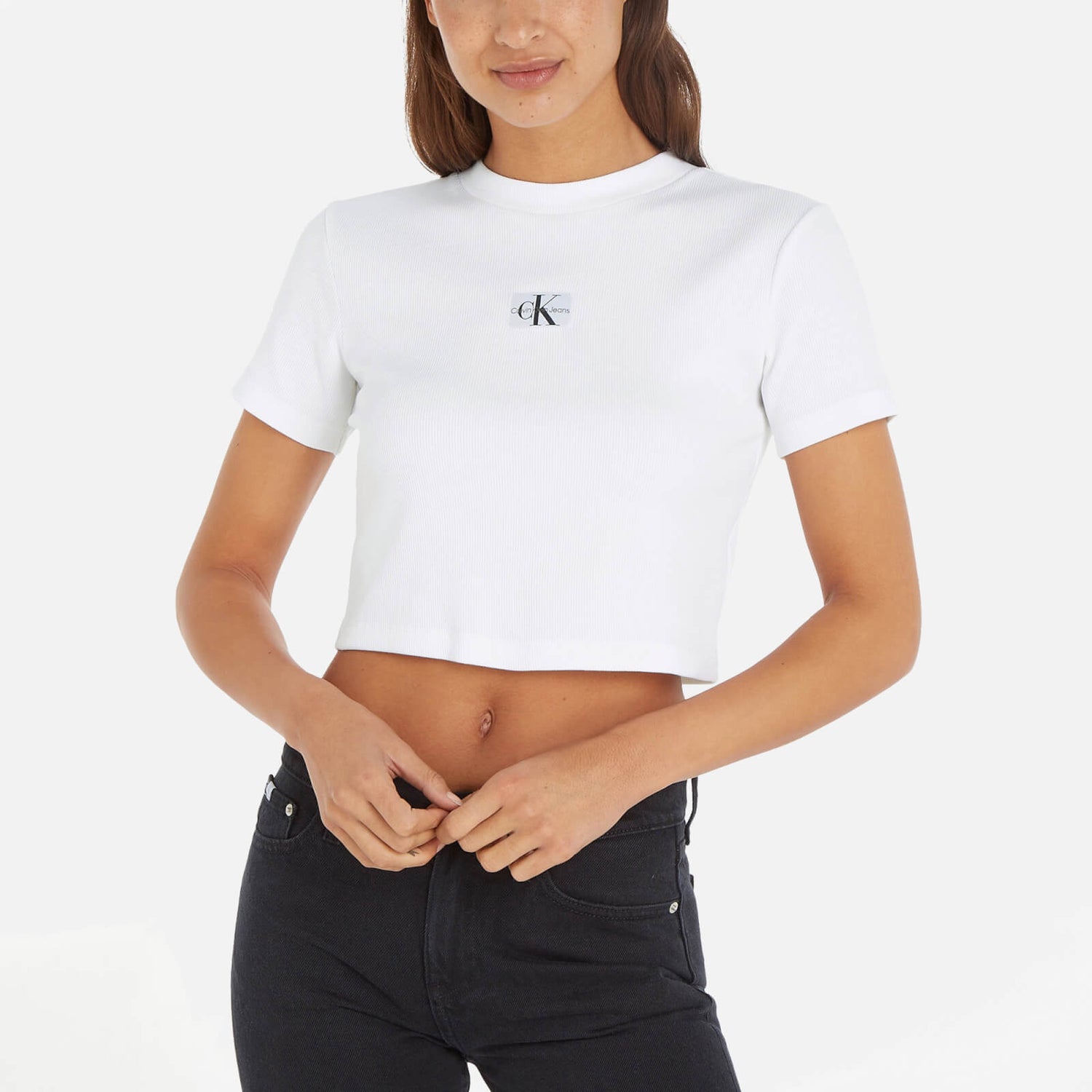 Calvin Klein Jeans Badge Rib Cotton-Blend Short Sleeve T-Shirt - 2XL