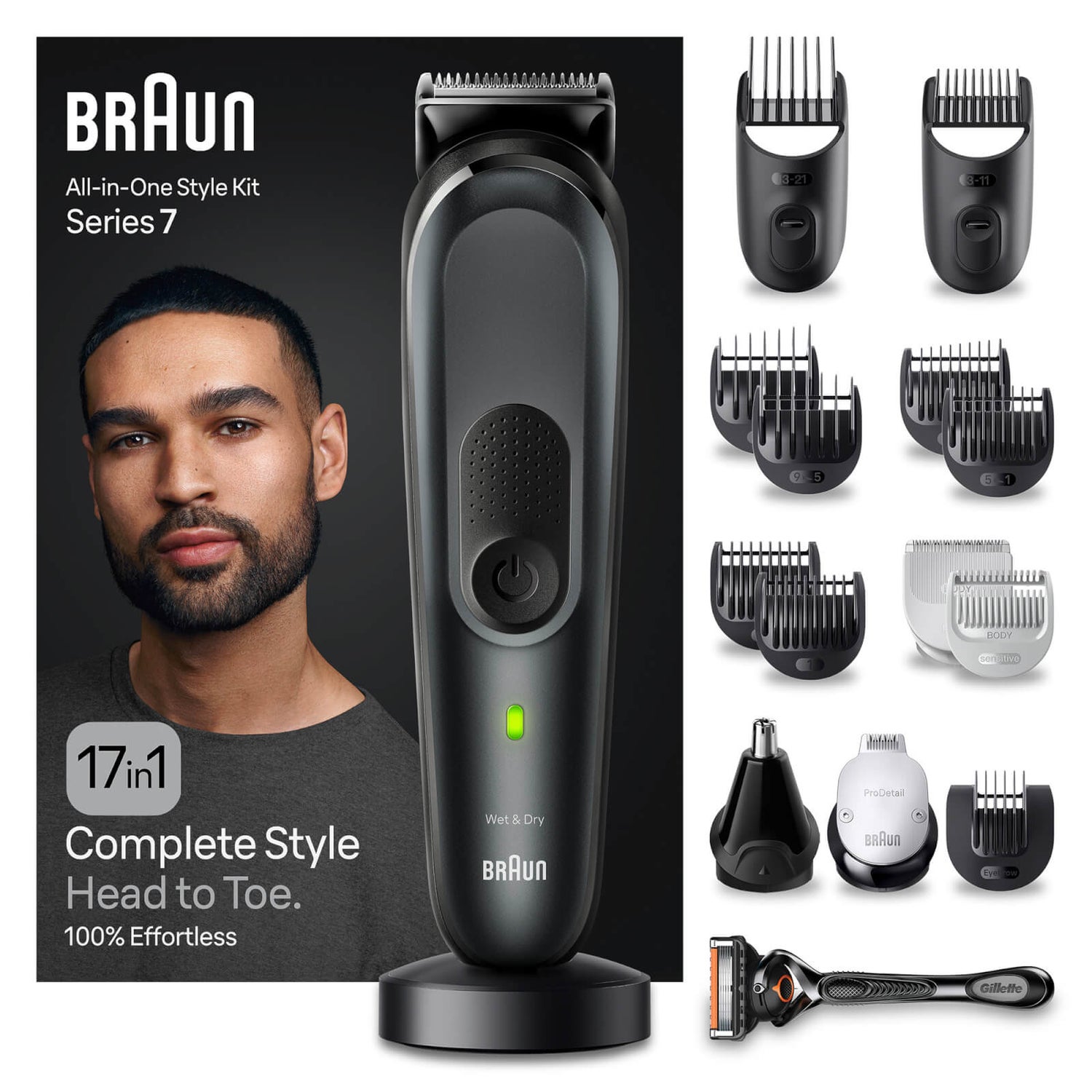 Braun All-In-One Style Kit Series 7 MGK7491, 17-in1 Kit For Beard, Hair, Manscaping & More