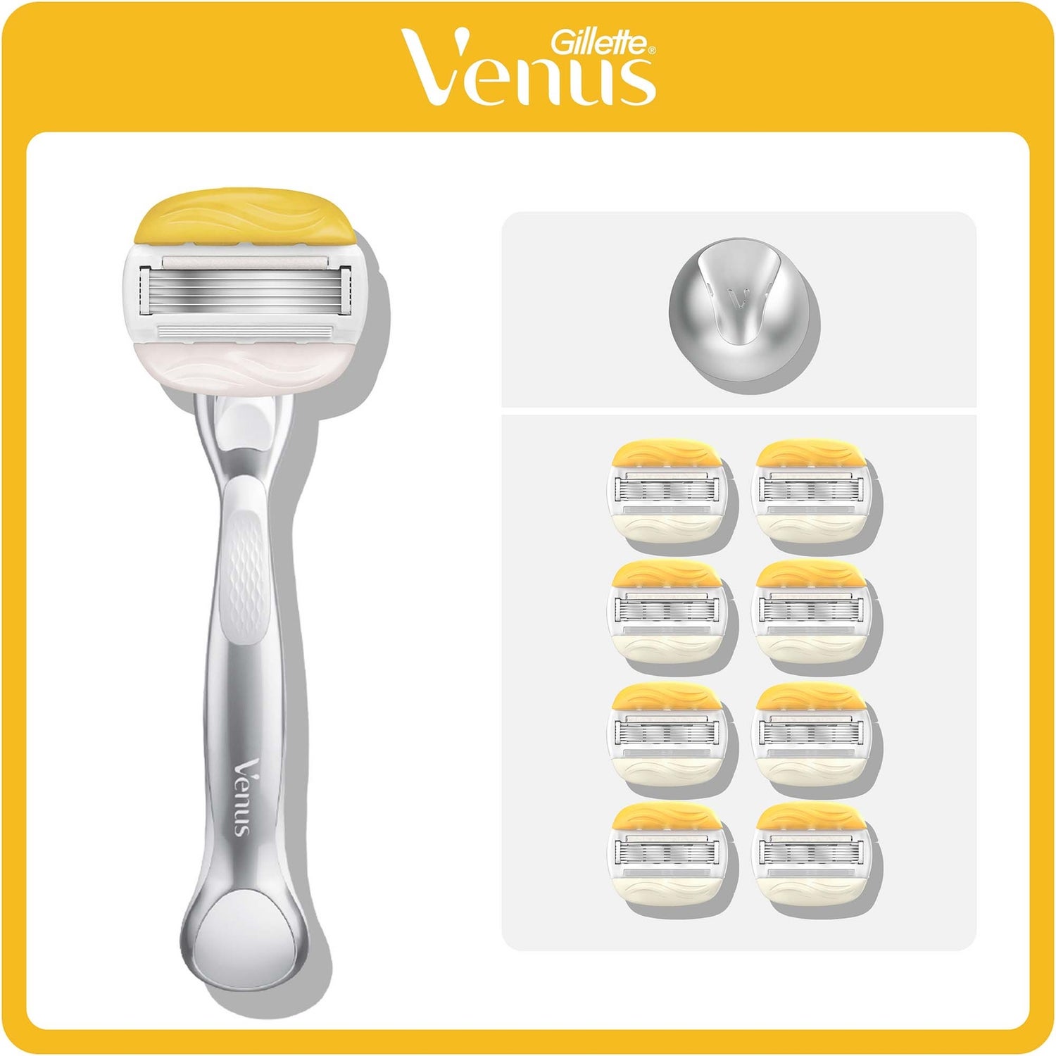 Venus Pro ComfortGlide Coconut with Olay Platinum Razor, 8 Razor Blades & Shower Hanger