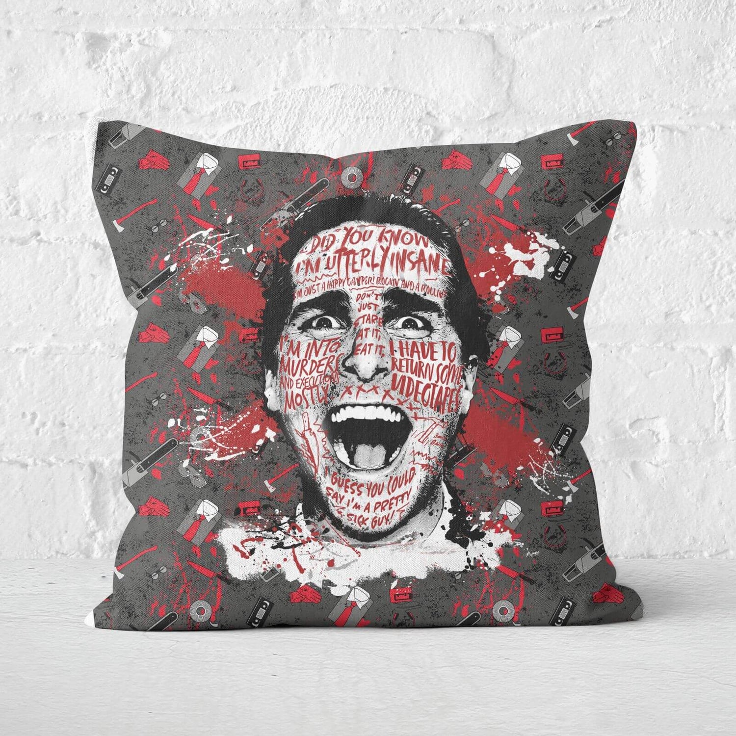 American Psycho Insane Square Cushion