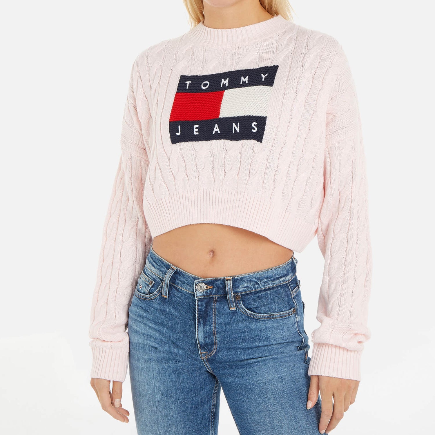 Tommy Jeans Flag Cable-Knit Sweater - XS