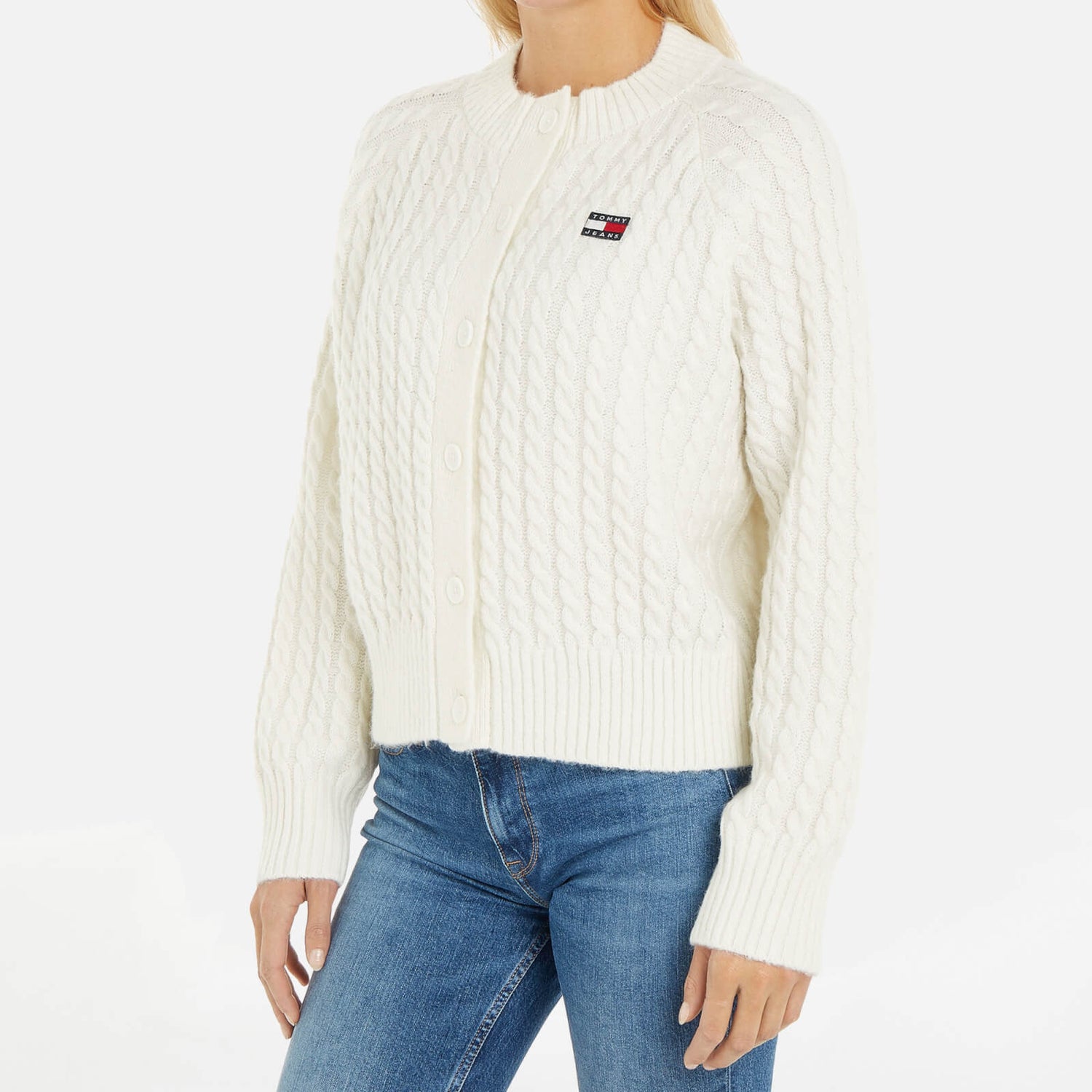Tommy Jeans Small Badge Cable-Knit Cardigan - S