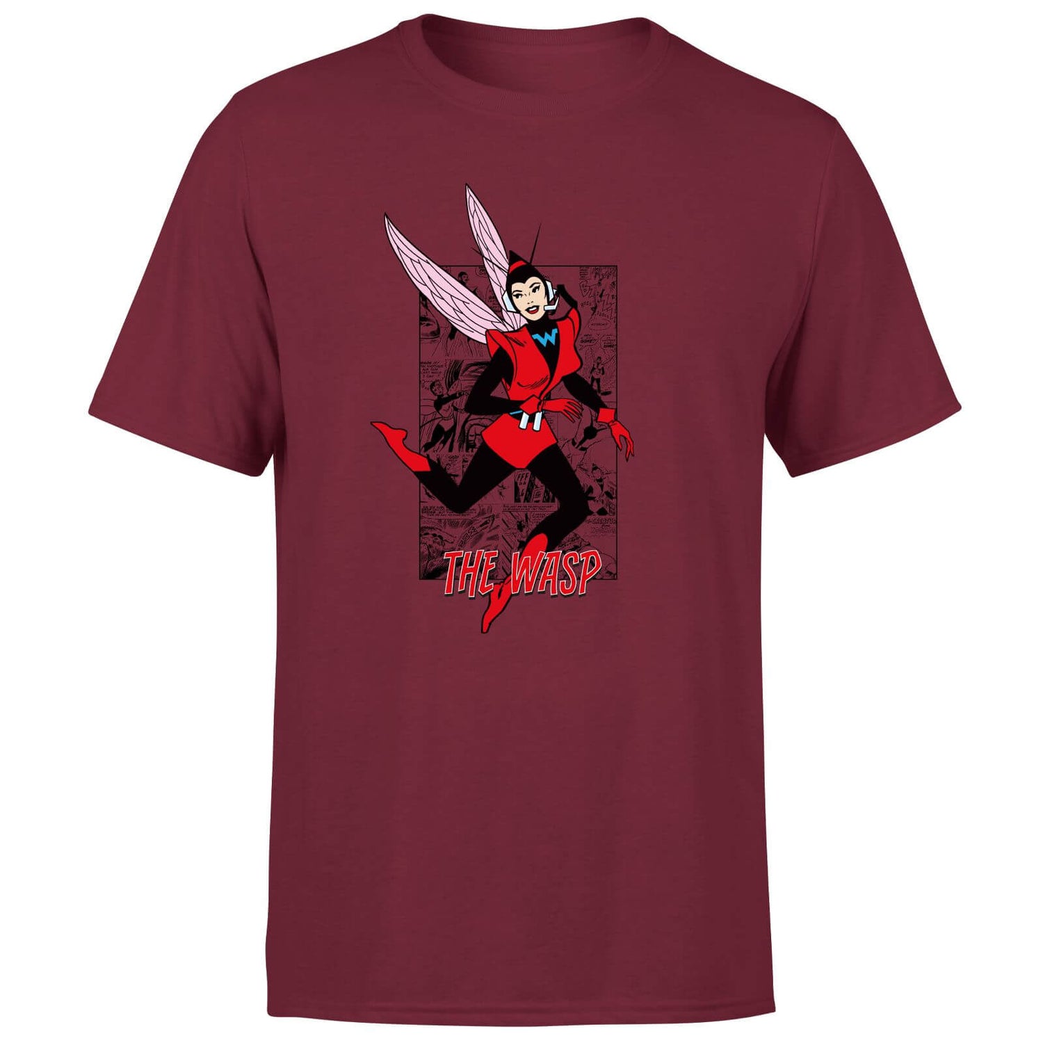 Marvel Female Heroes The Wasp Comics Panel Unisex T-Shirt - Burgundy