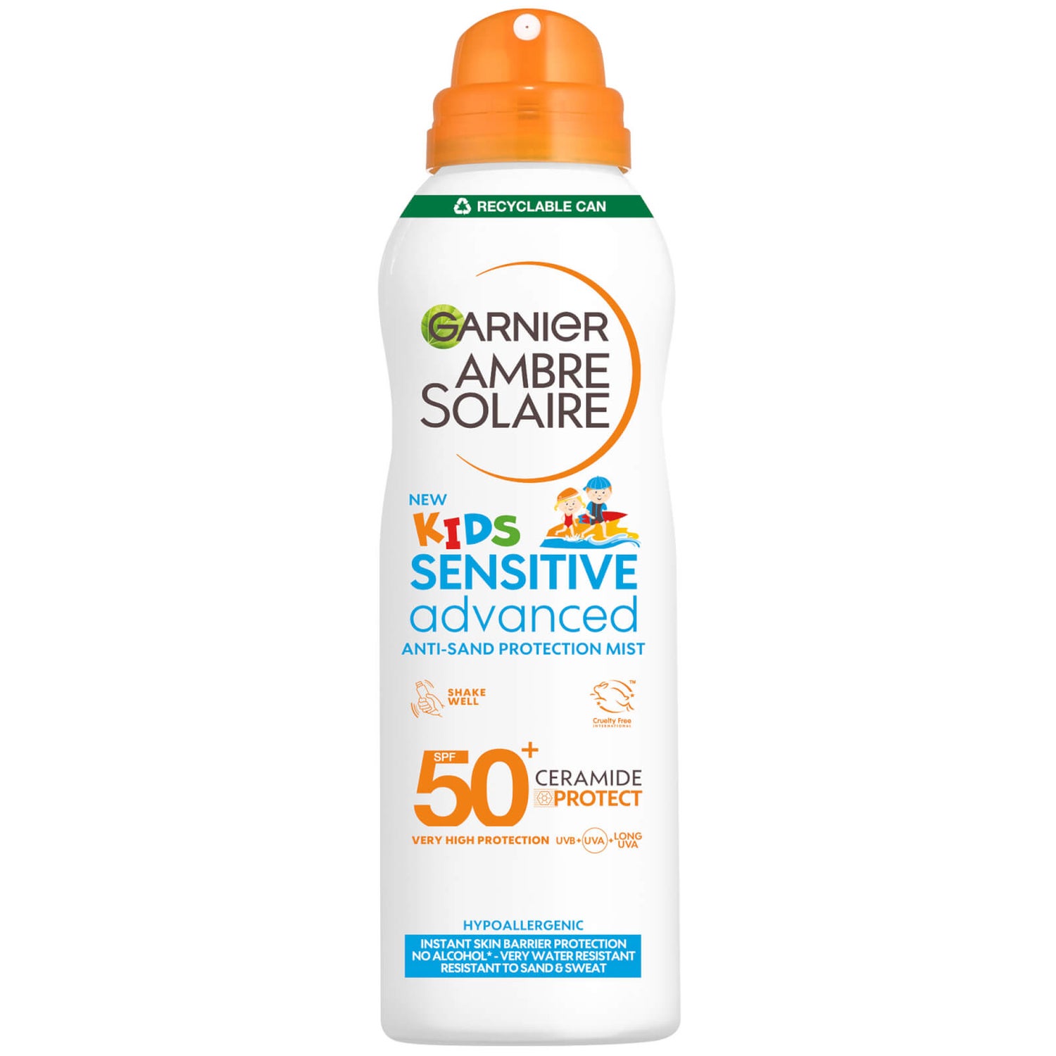 Sensitive Solaire 150ml weltweit - Anti-Sand 50+ Kids\' Ambre Advanced SPF Gratis Mist Lieferservice Garnier