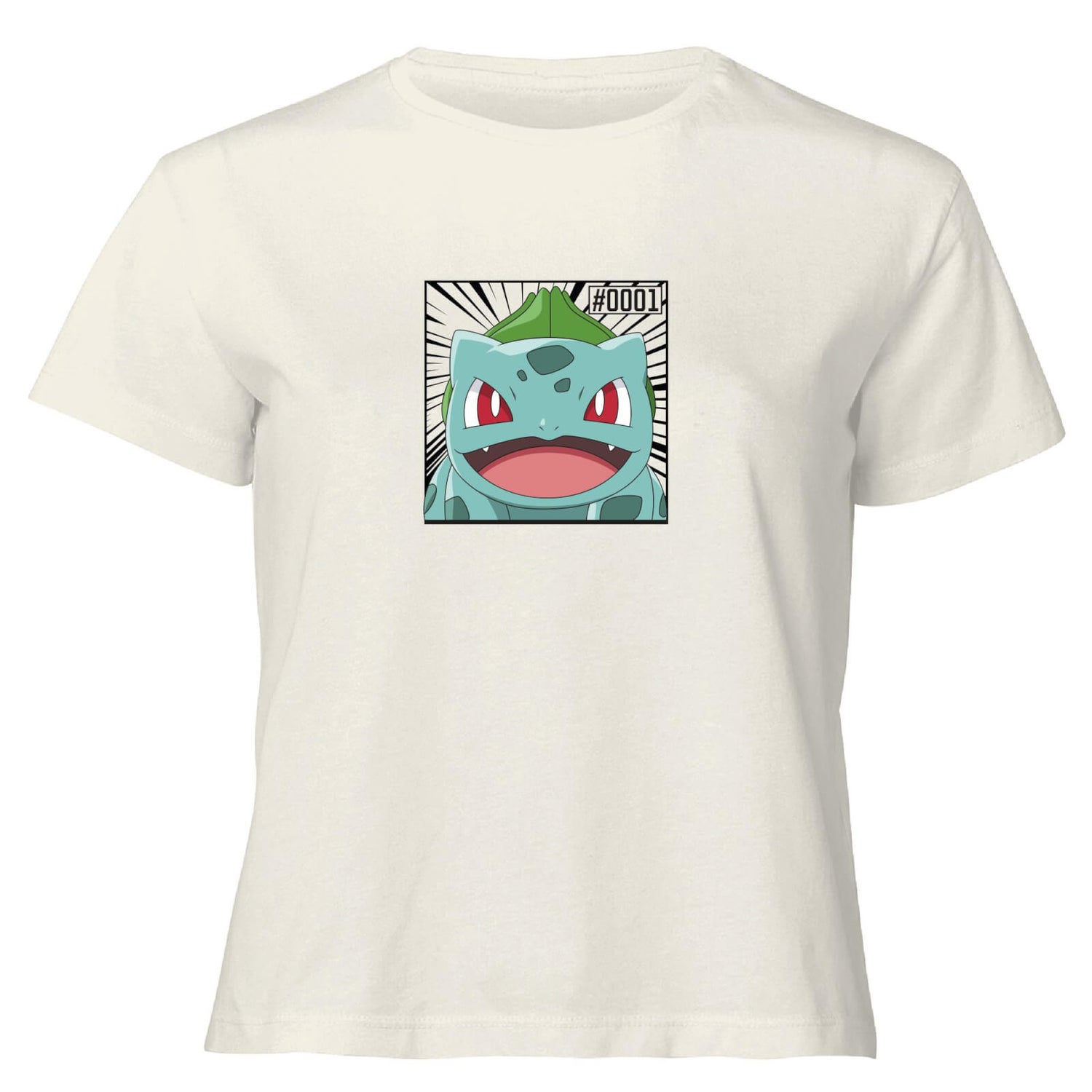 Pokémon Pokédex Bulbasaur #0001 Mujer Camiseta Cropped - Crema