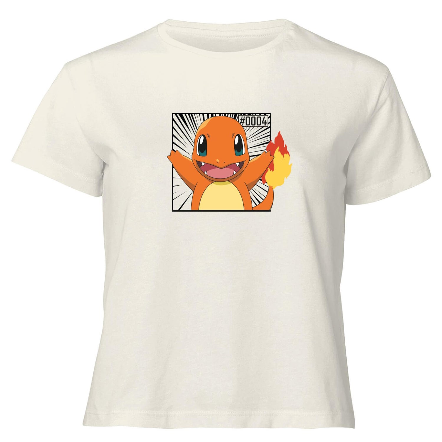 Pokémon Pokédex Charmander #0004 Mujer Camiseta Cropped - Crema