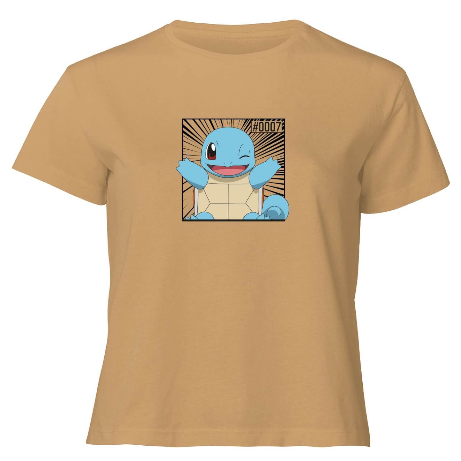 Pokémon Pokédex Squirtle #0007 Camiseta Mujer Cropped - Tostado