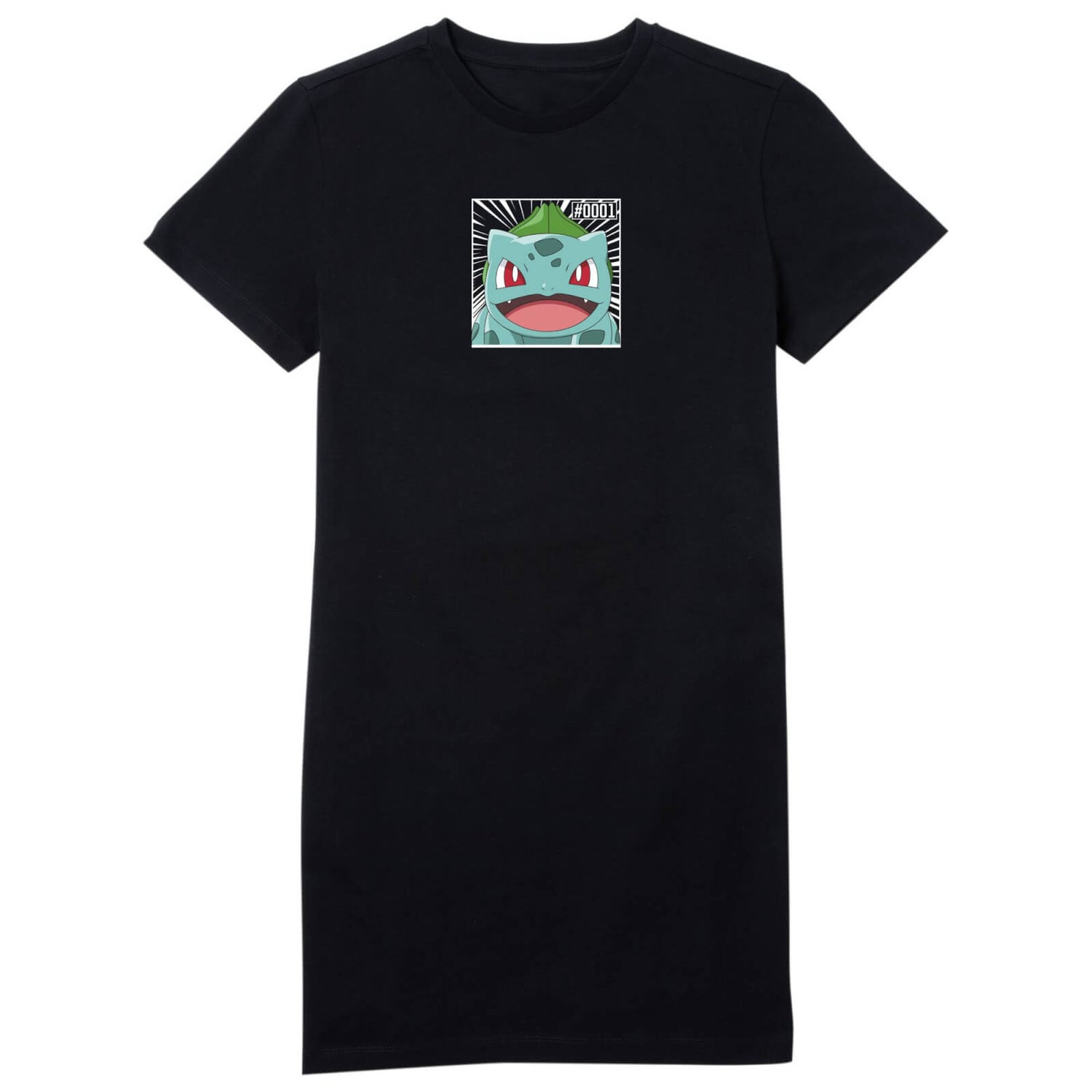 Pokémon Pokédex Bulbasaur #0001 Women's T-Shirt Dress - Black