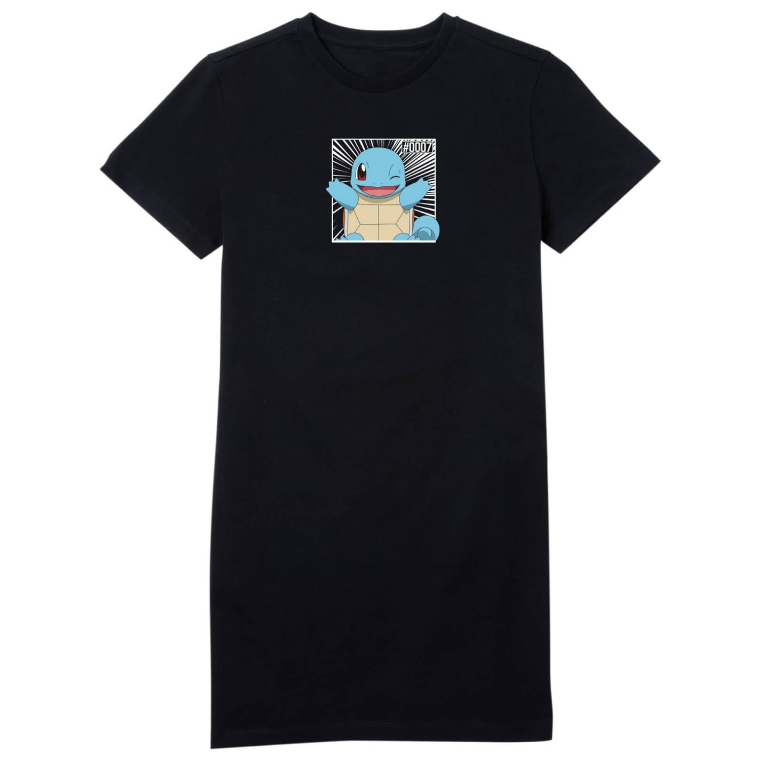 Pokémon Pokédex Squirtle #0007 Women's T-Shirt Dress - Black