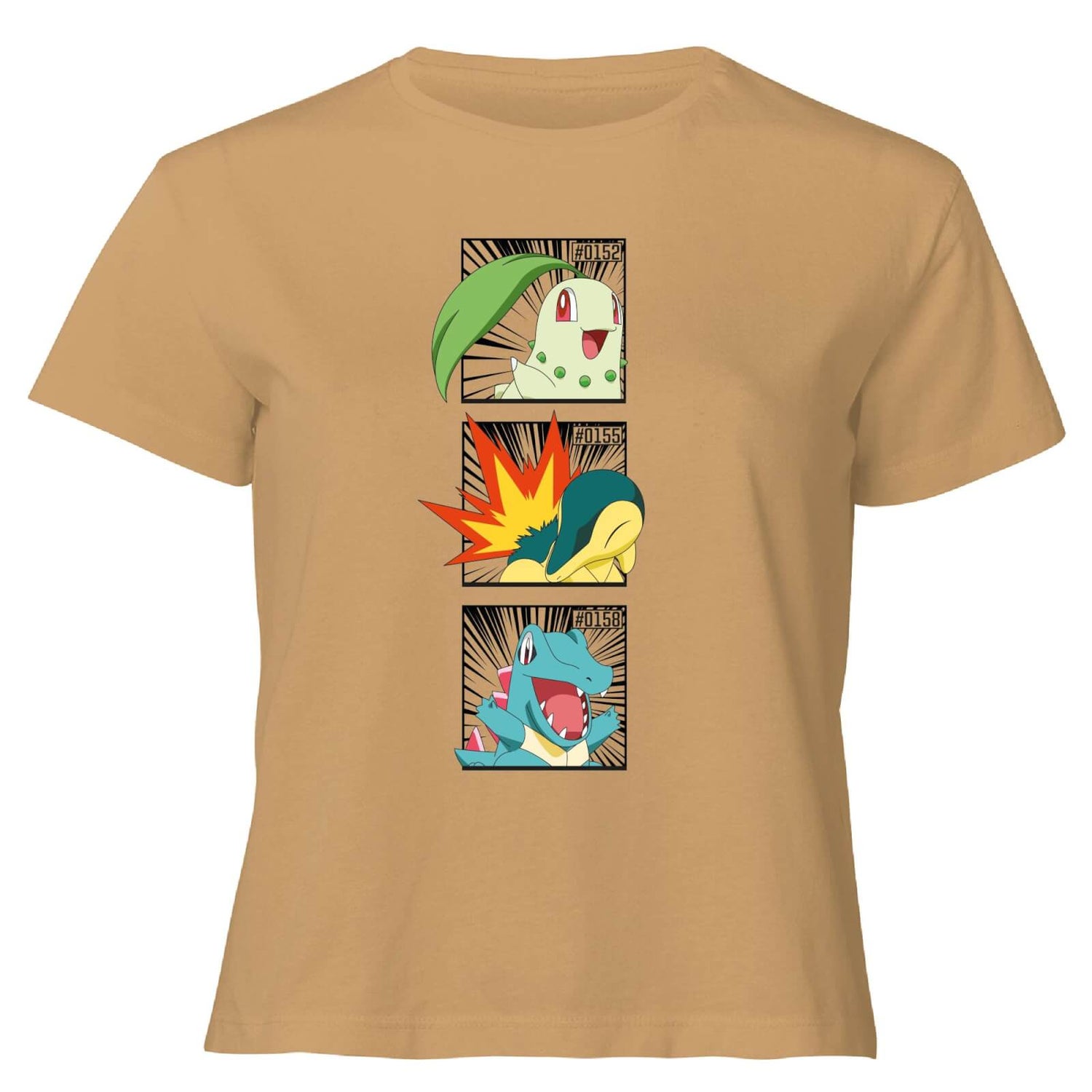 Pokemon Generation 2 Starters Women's Cropped T-Shirt - Tan