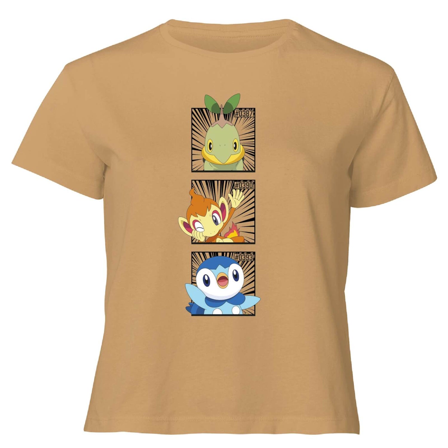 Pokemon Generation 4 Starters Women's Cropped T-Shirt - Tan
