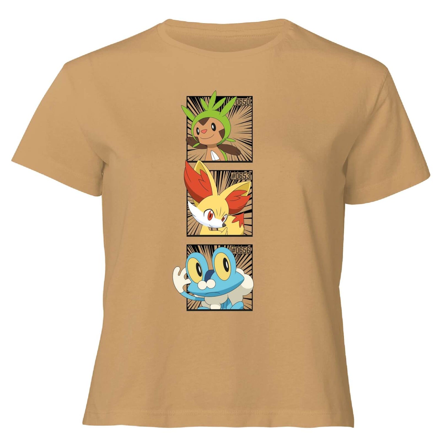 Pokemon Generation 6 Starters Women's Cropped T-Shirt - Tan