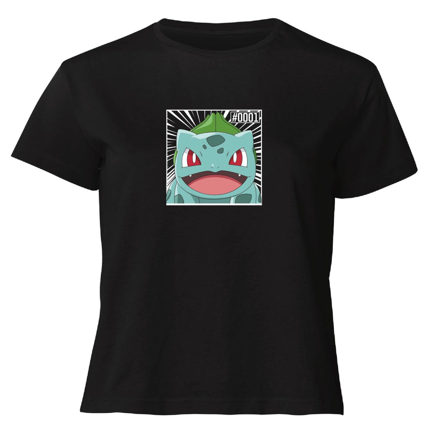 Pokémon Pokédex Bulbasaur #0001 Women's Cropped T-Shirt - Black