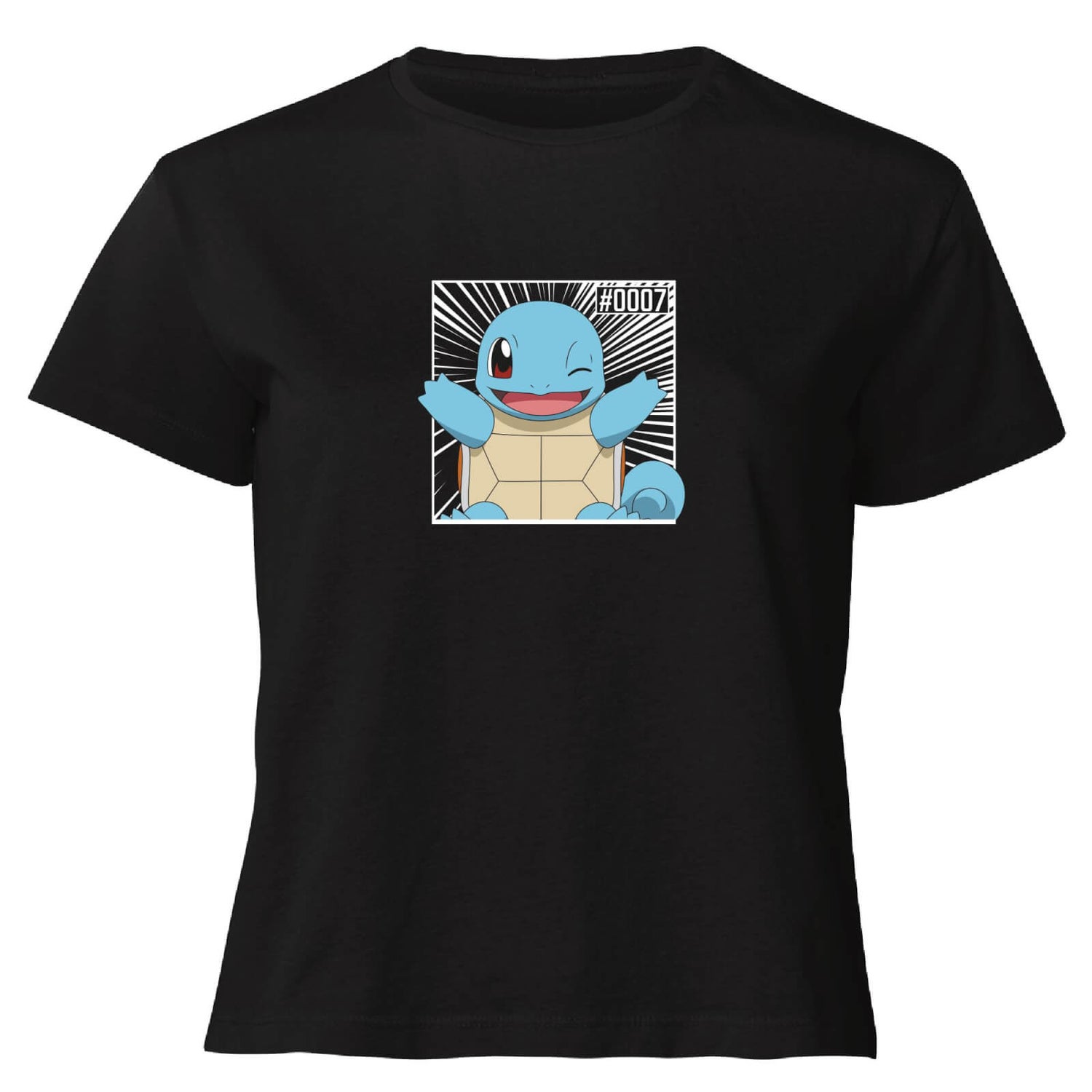 Pokémon Pokédex Schiggy #0007 Gekürzter Frauen T-Shirt - Schwarz