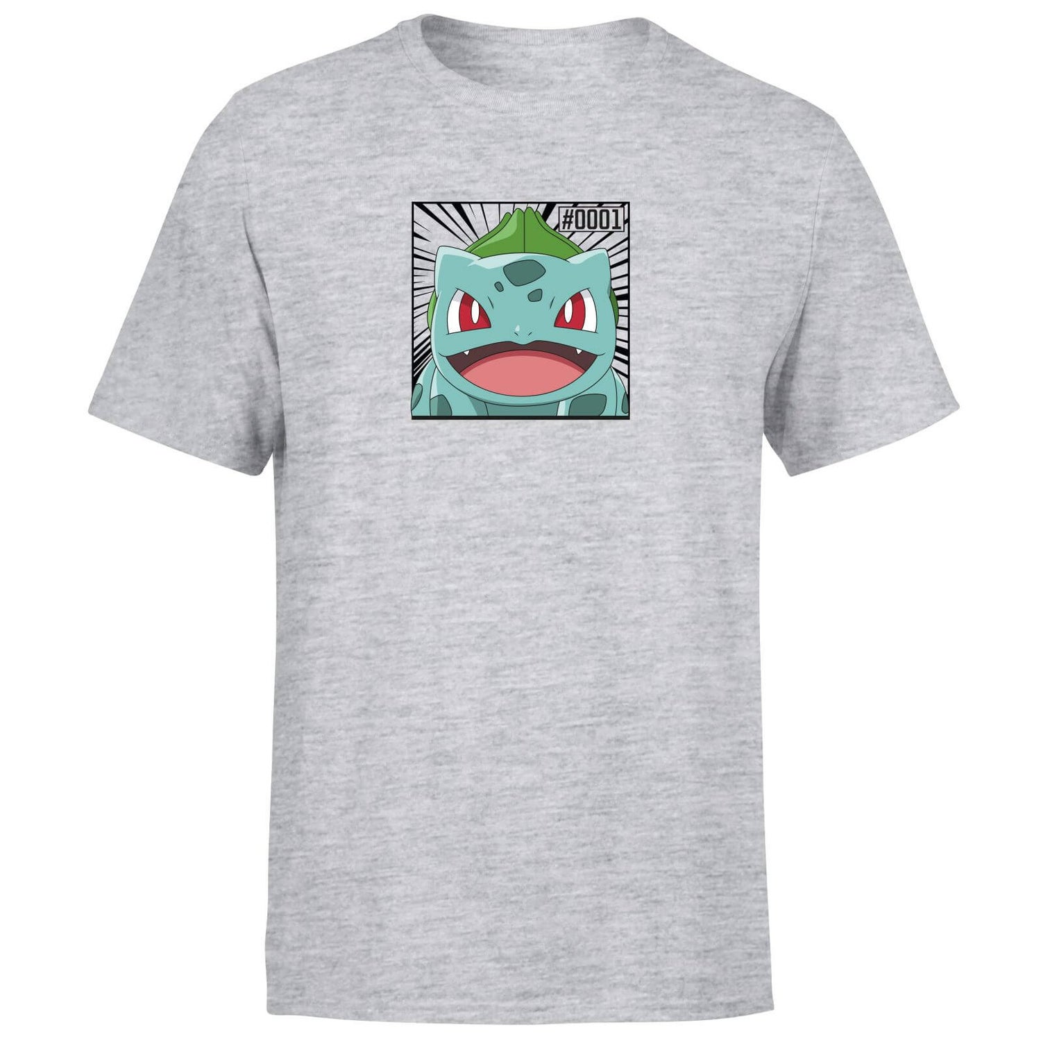 Pokémon Pokédex Bulbasaur #0001 Hombre Camiseta - Gris