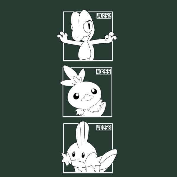 Pokemon Generation 3 Monochrome Starters Hoodie - Green