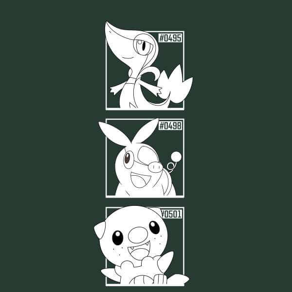 Pokemon Generation 5 Monochrome Starters Hoodie - Green