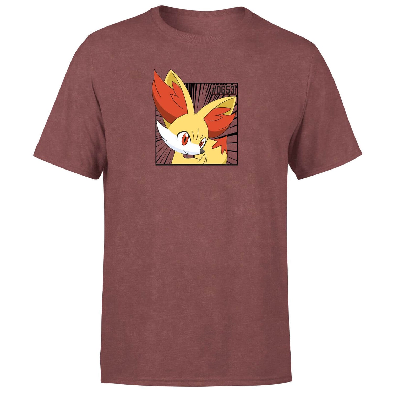 Pokemon Fennekin Men's T-Shirt - Burgundy Acid Wash