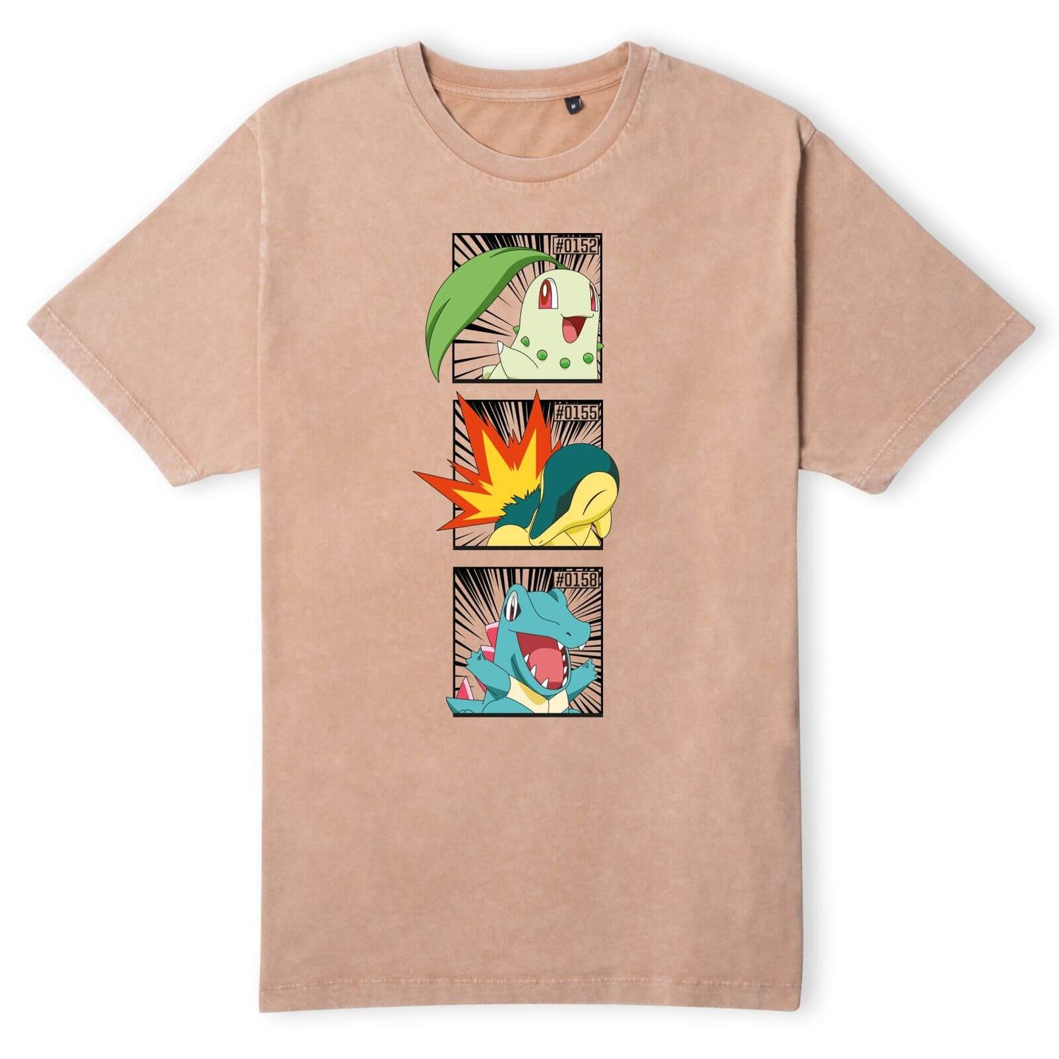 Pokemon Generation 2 Starters Men's T-Shirt - Tan Acid Wash