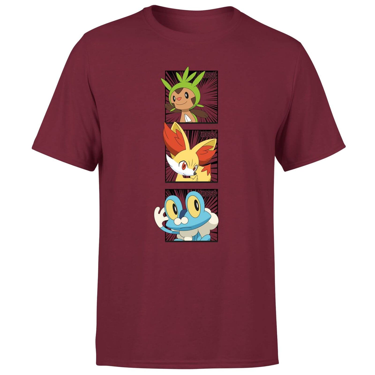 Pokemon Generation 6 Starters Men's T-Shirt - Burgundy