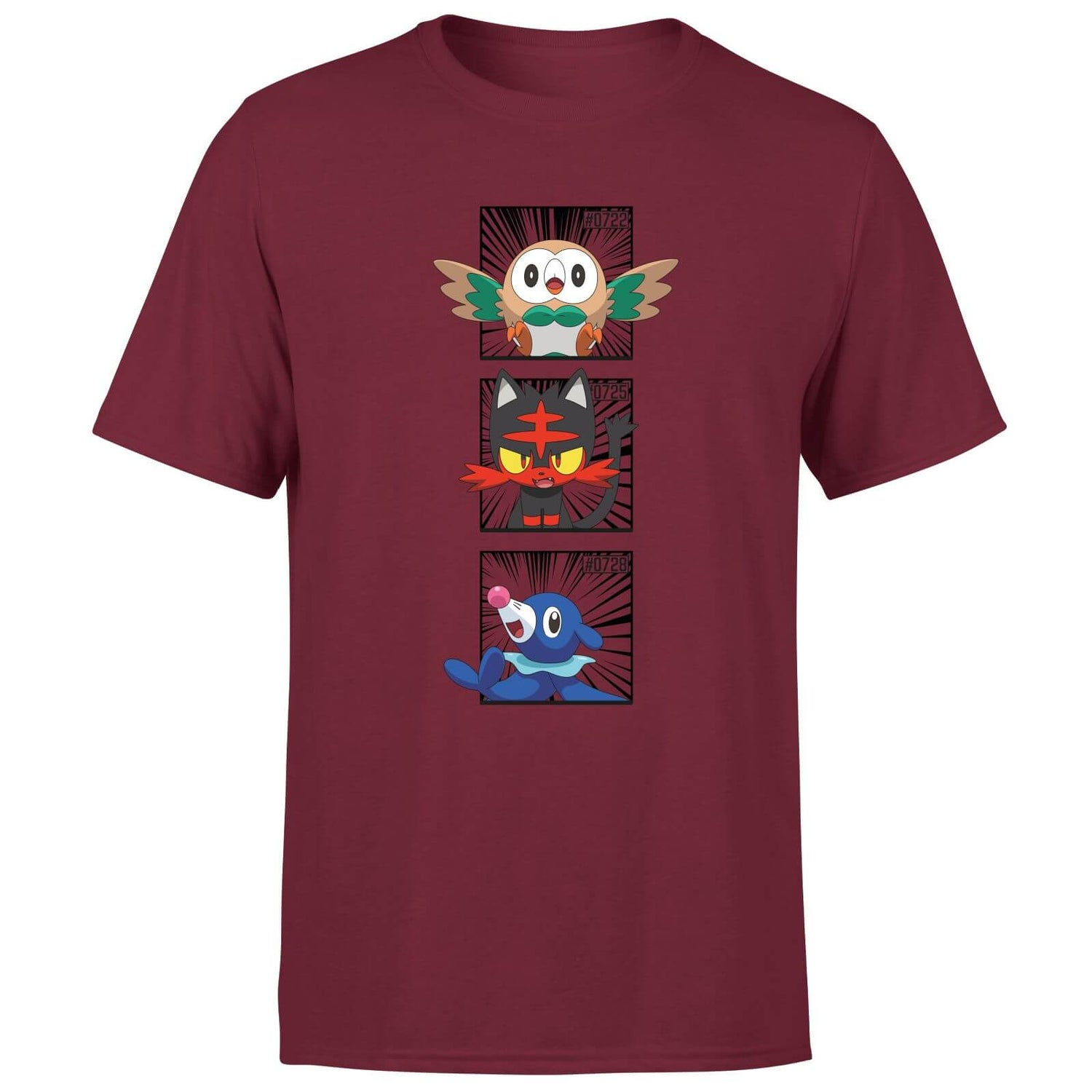 Pokemon Generation 7 Starters Men's T-Shirt - Burgundy