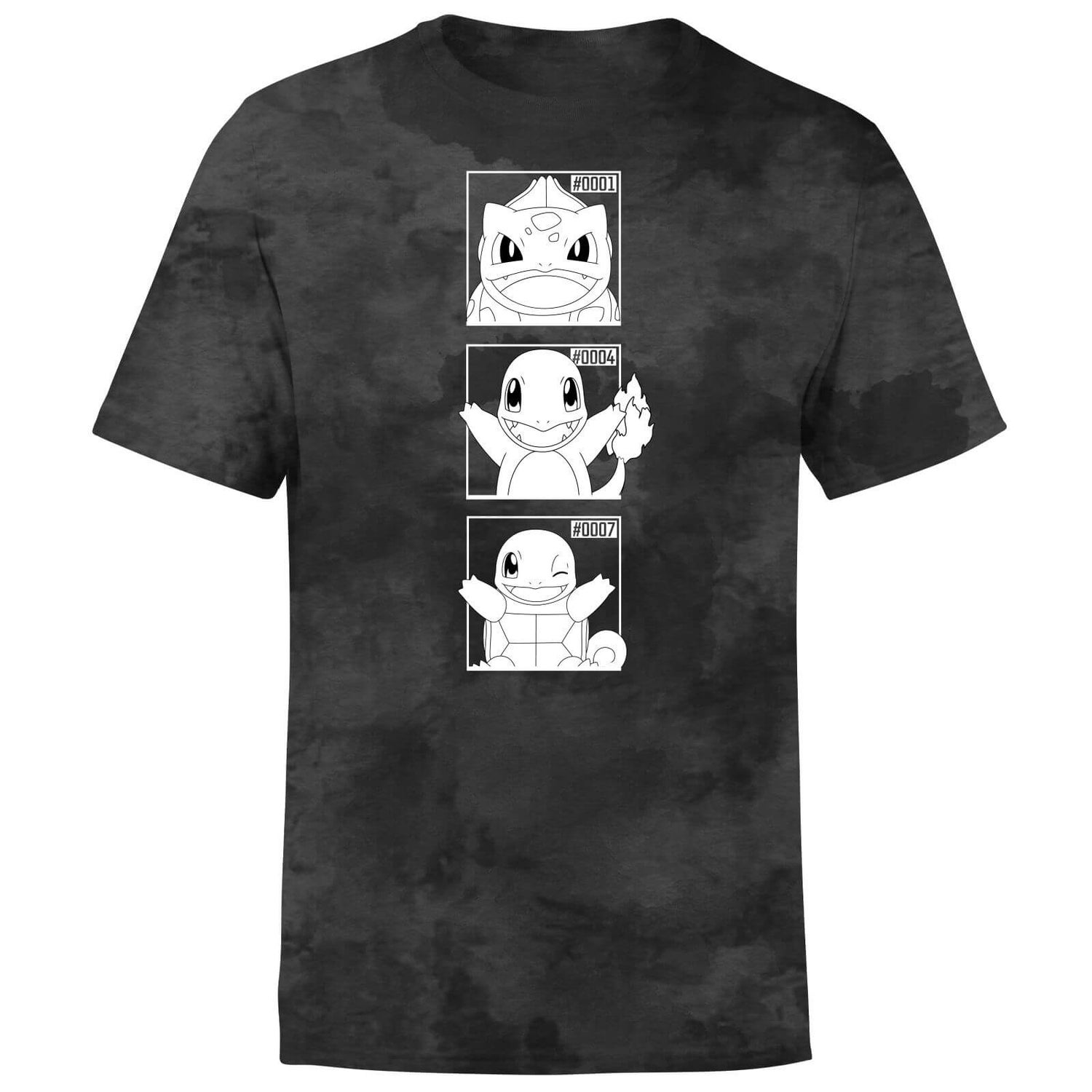 Pokemon Generation 1 Monochrome Starters Men's T-Shirt - Black Tie Dye
