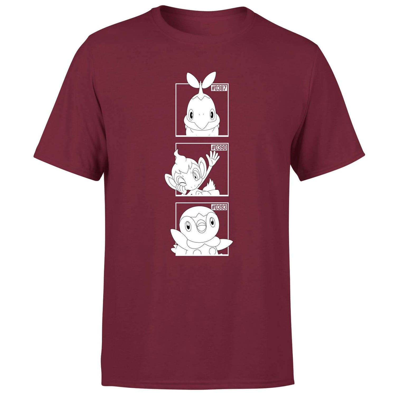 Pokemon Generation 4 Monochrome Starters Men's T-Shirt - Burgundy