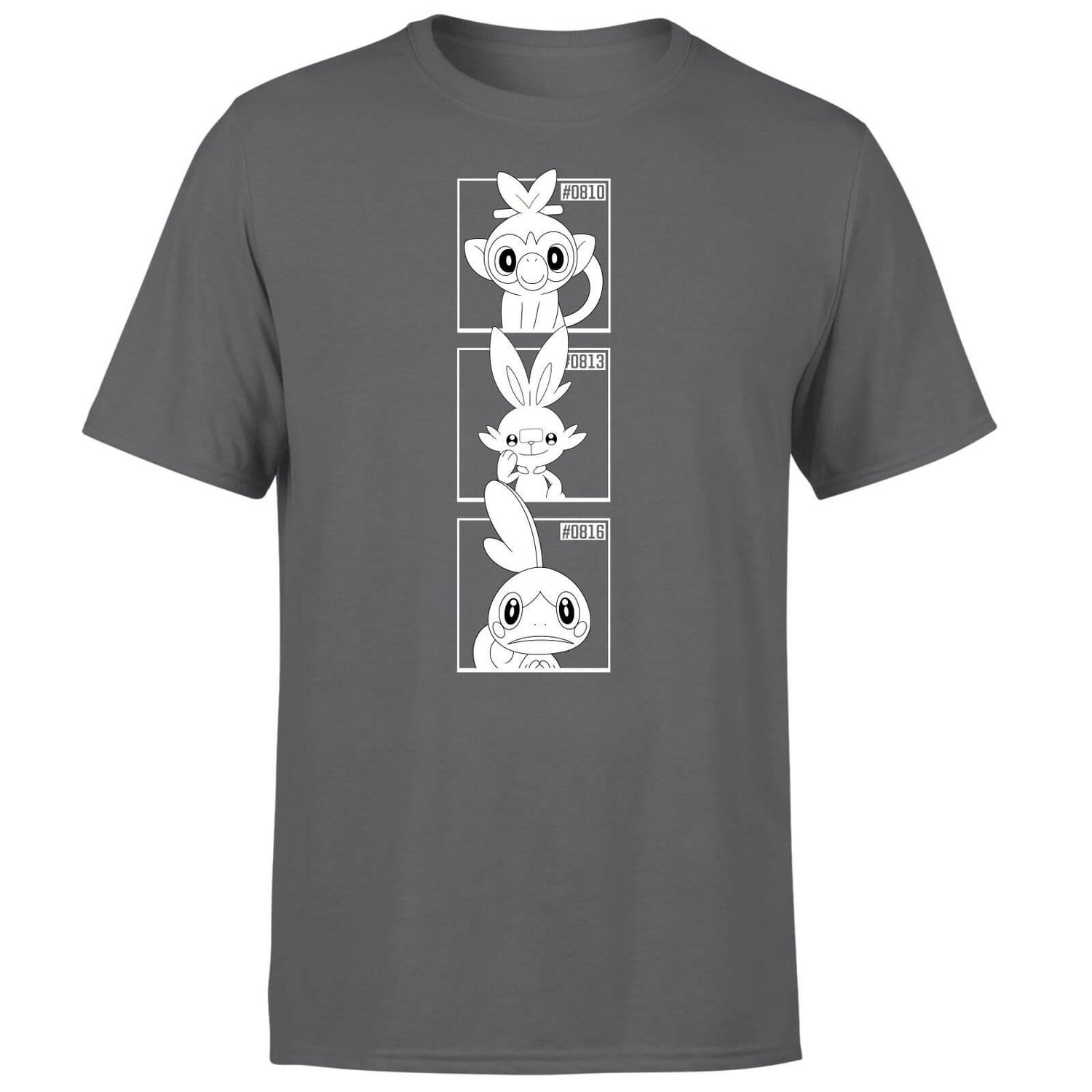 Pokemon Generation 8 Monochrome Starters Men's T-Shirt - Charcoal - XS