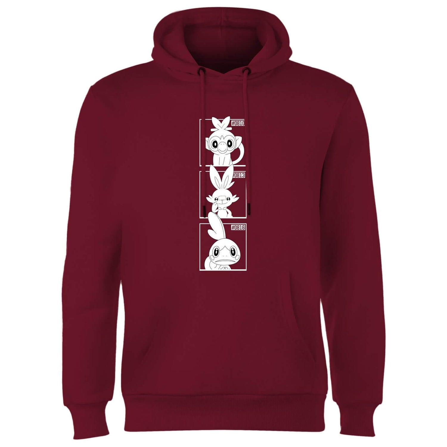 Pokemon Generation 8 Monochrome Starters Hoodie - Burgundy