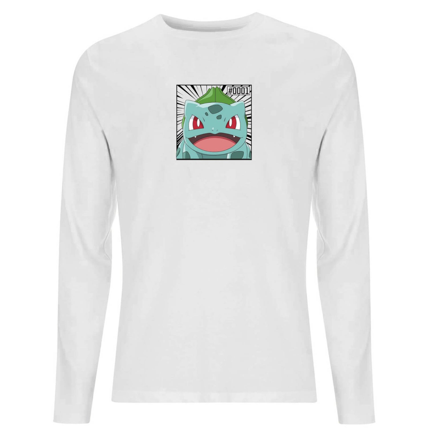 Pokémon Pokédex Bisasam #0001 Langärmeliges T-Shirt - Weiß