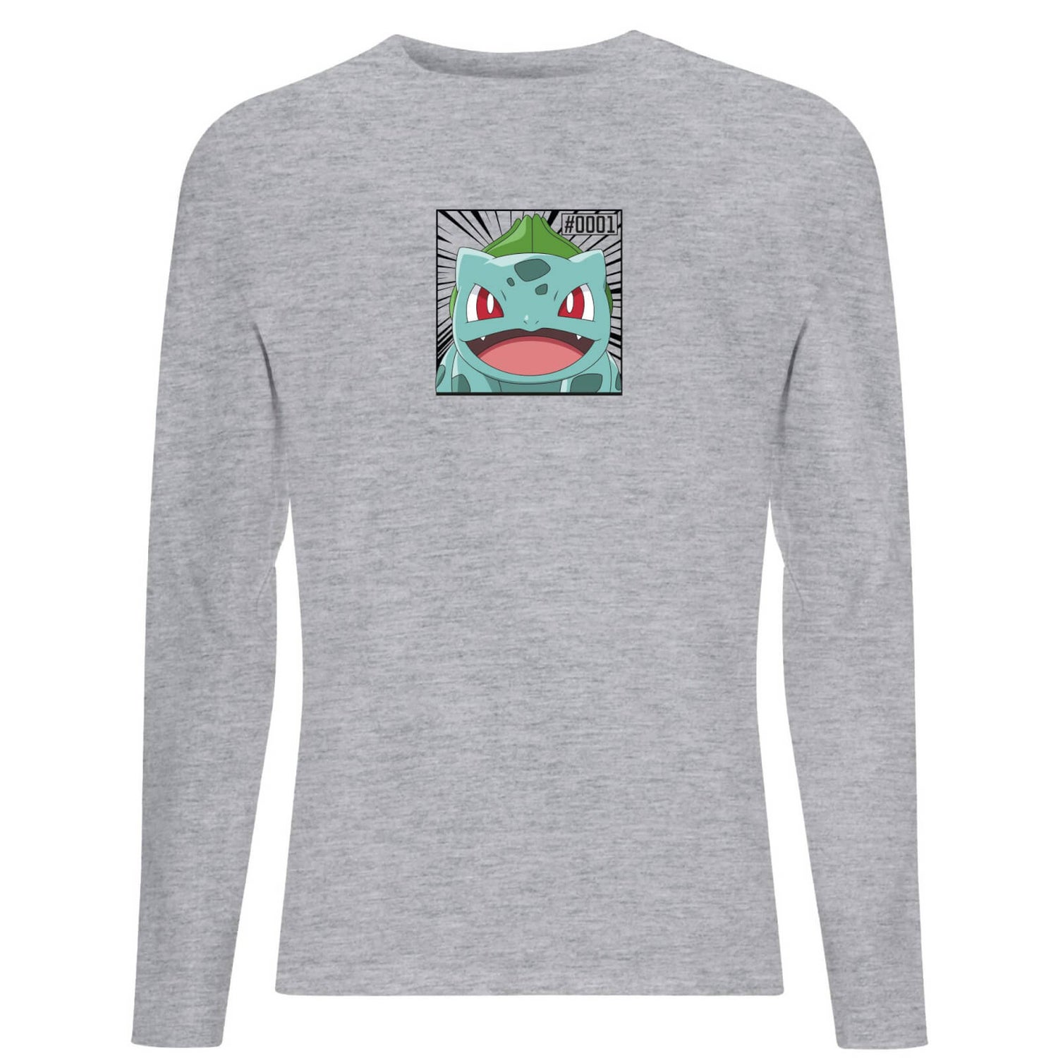 Pokémon Pokédex Bulbasaur #0001 Men's Long Sleeve T-Shirt - Grey