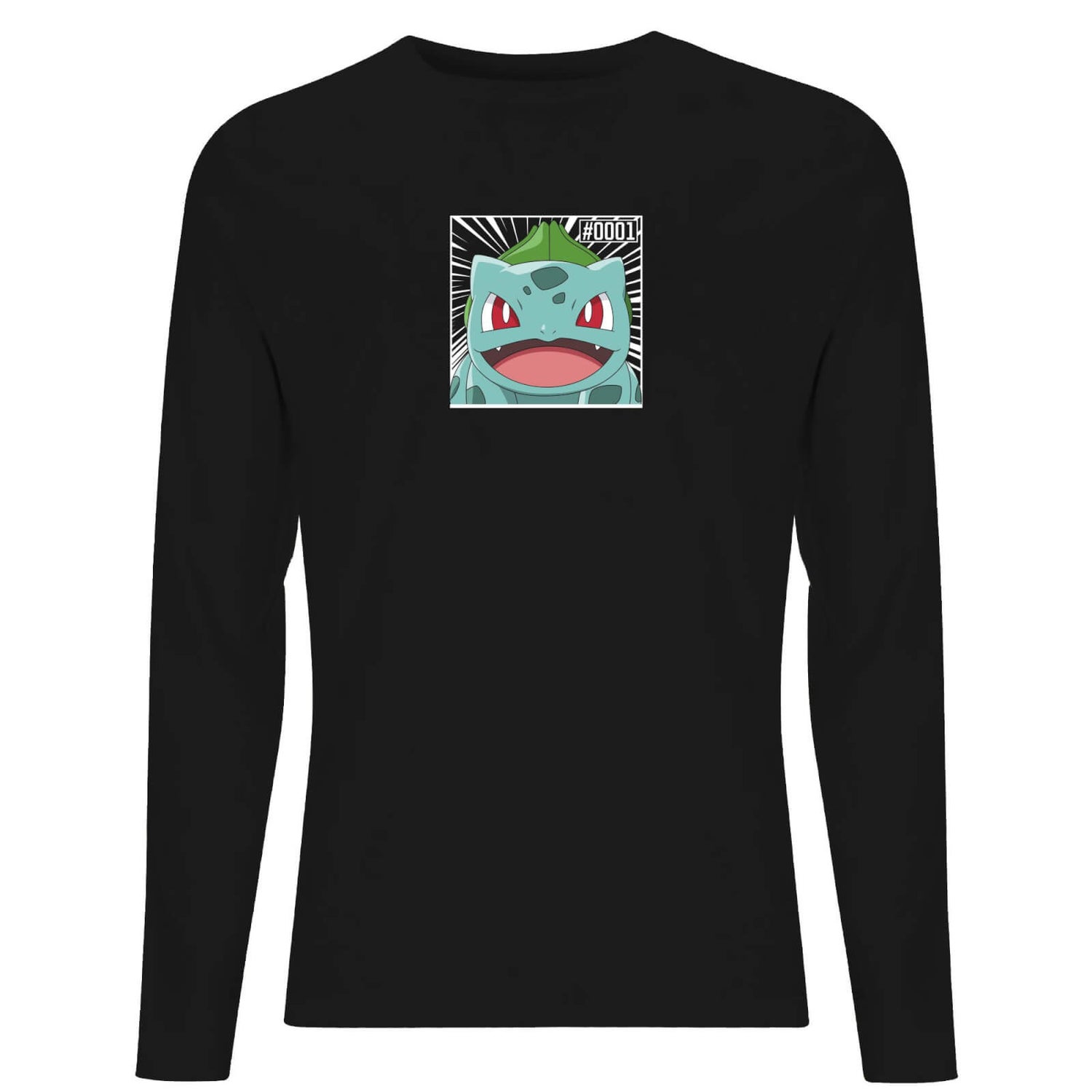 Pokémon Pokédex Bulbasaur #0001 Men's Long Sleeve T-Shirt - Black