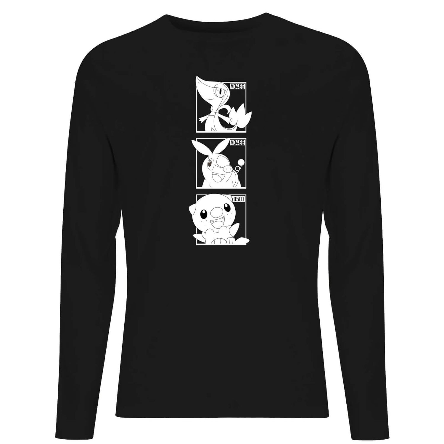 Pokemon Generation 5 Monochrome Starters Men's Long Sleeve T-Shirt - Black