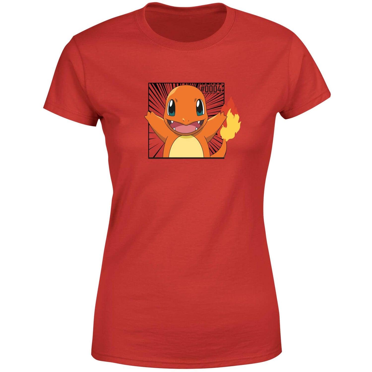 Pokémon Pokédex Glumanda #0004 Frauen T-Shirt - Rot