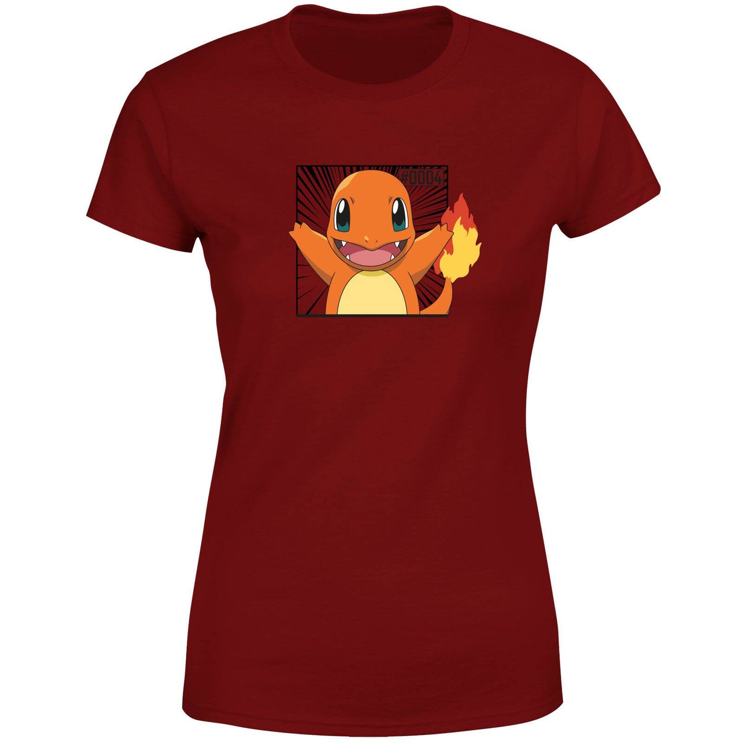 Pokémon Pokédex Charmander #0004 Mujer Camiseta - Borgoña