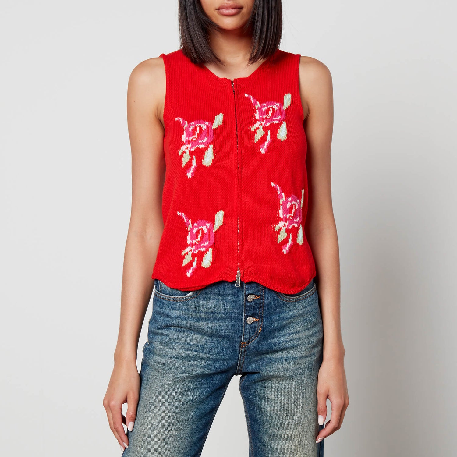 Tach Onika Floral-Intarsia Cotton Vest